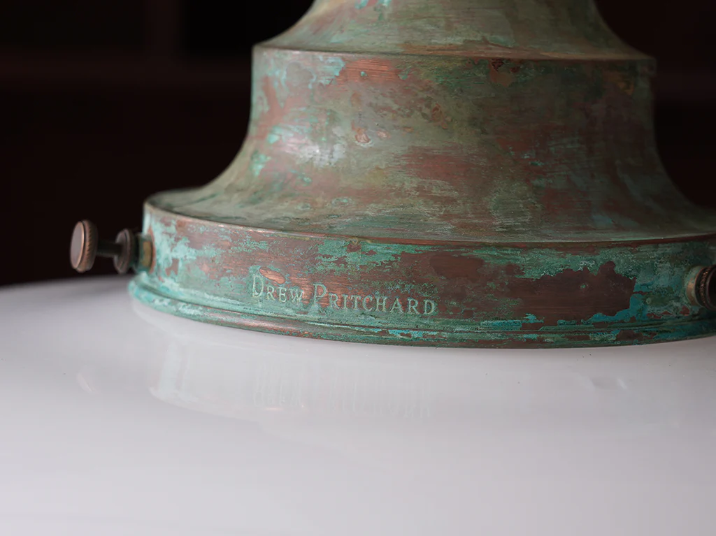 The Capel Mawr Opaline Glass Pendant in Verdigris - Image 6