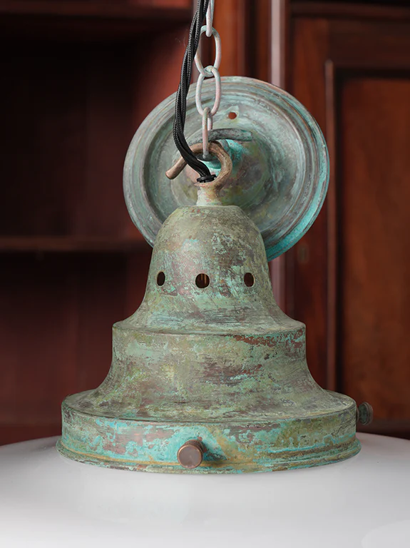 The Capel Mawr Opaline Glass Pendant in Verdigris - Image 9