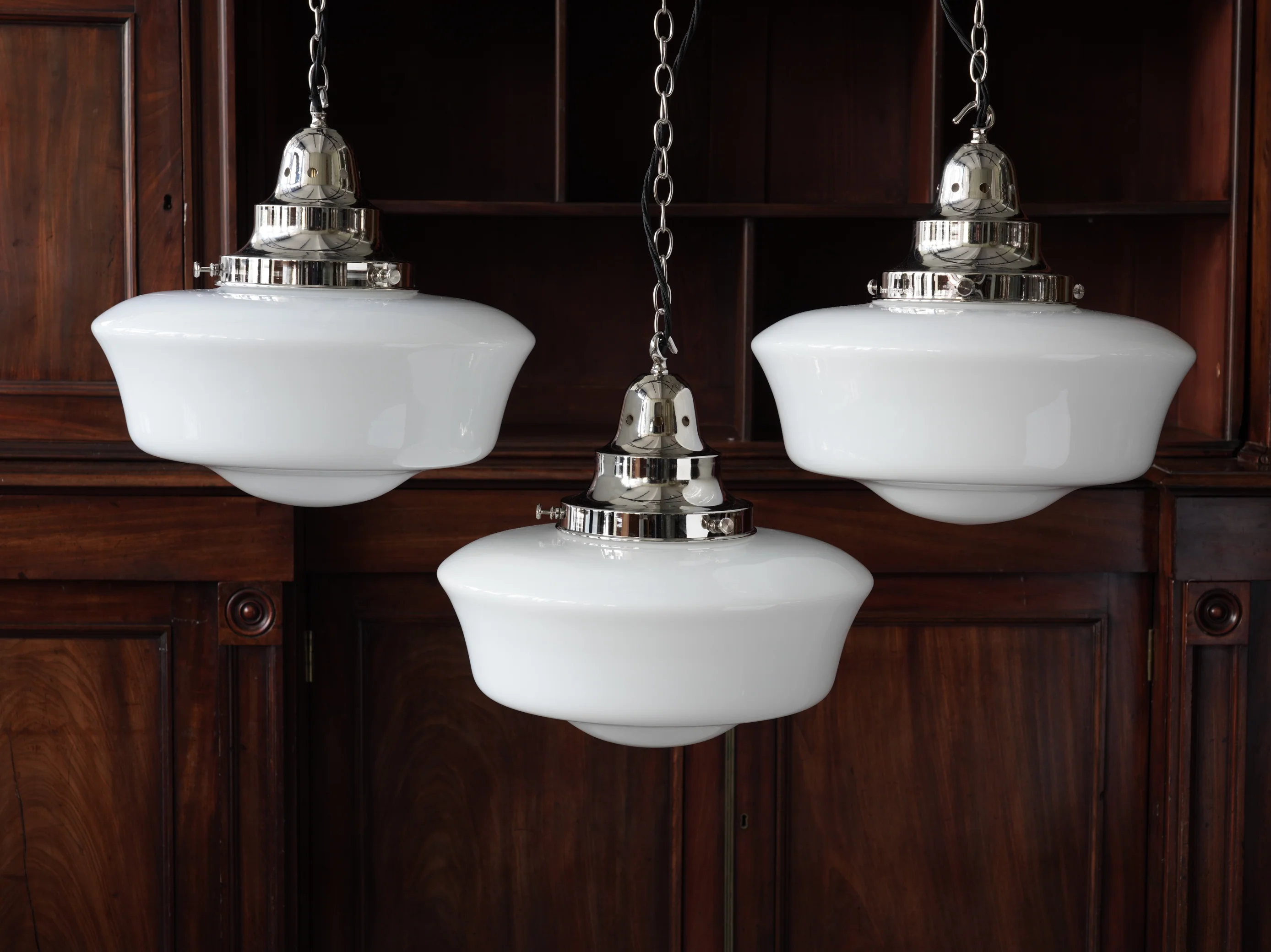 The Capel Mawr Opaline Glass Pendant in Nickel - Image 4