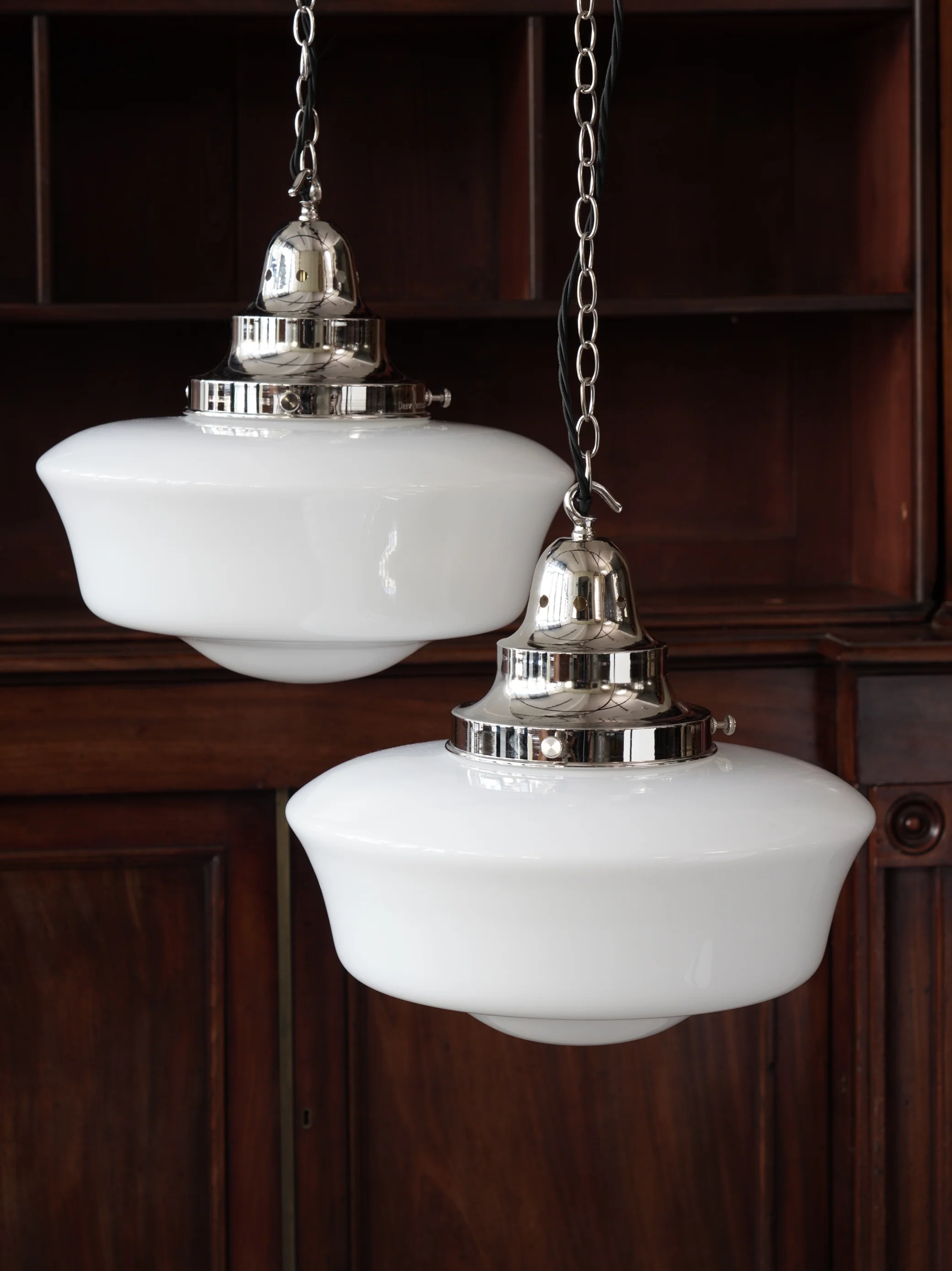 The Capel Mawr Opaline Glass Pendant in Nickel - Image 6