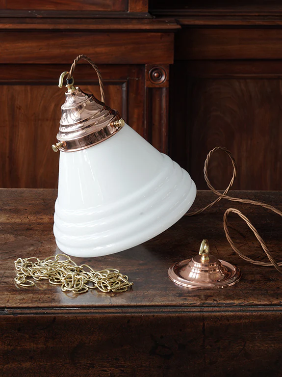 The Grace Opaline Glass Pendant Light in Polished Copper - Image 11
