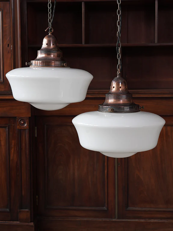 The Capel Bach Opaline Glass Pendant in Patinated Copper - Image 2