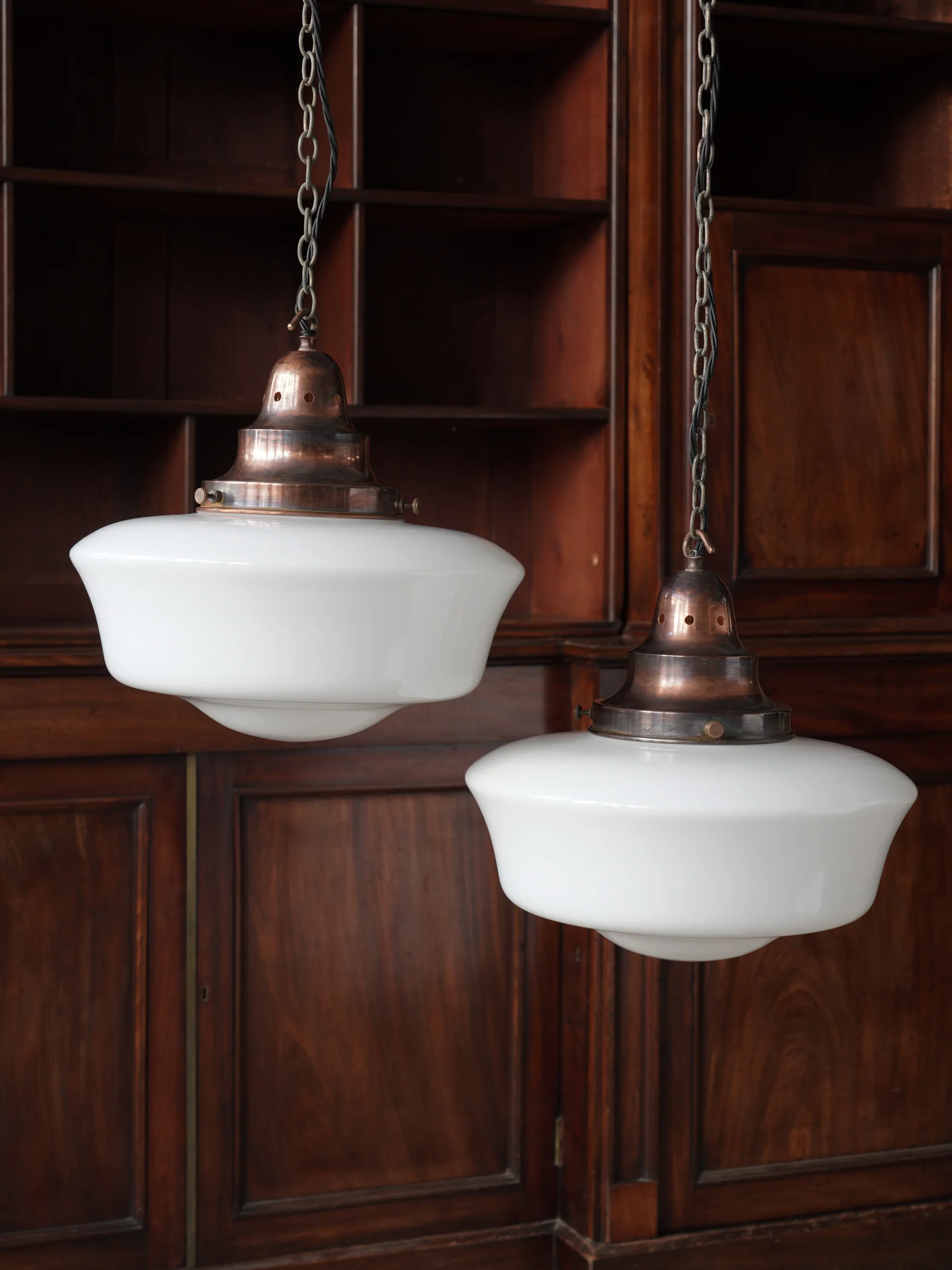 The Capel Bach Opaline Glass Pendant in Patinated Copper - Image 4
