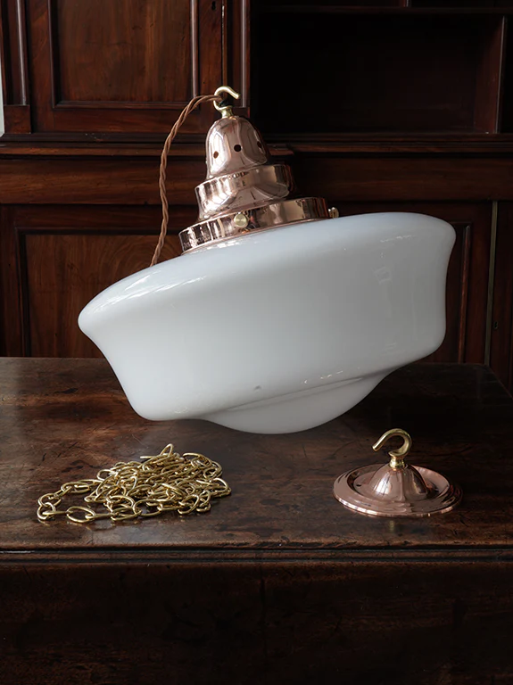 The Capel Bach Opaline Glass Pendant in Polished Copper - Image 10