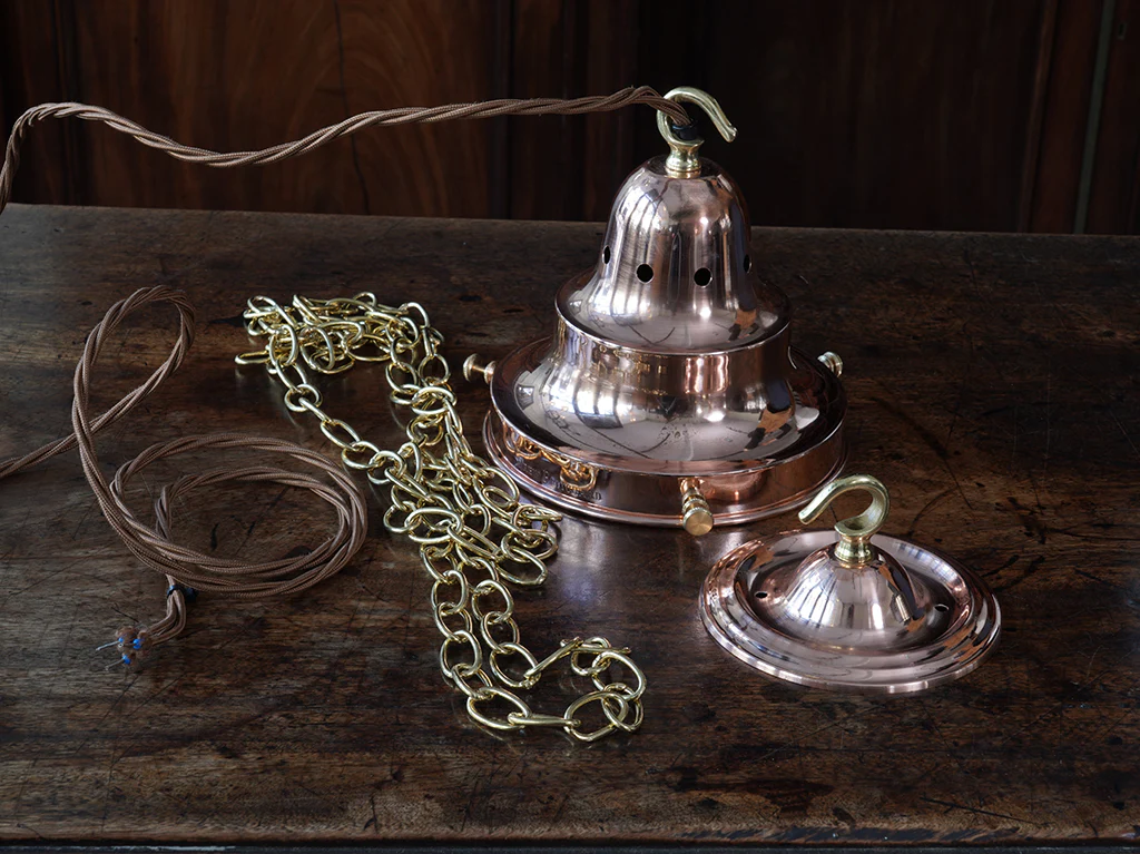 The Capel Bach Opaline Glass Pendant in Polished Copper - Image 12