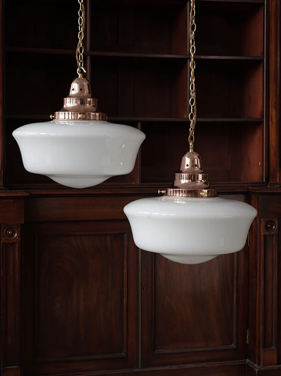 The Capel Bach Opaline Glass Pendant in Polished Copper - Image 2