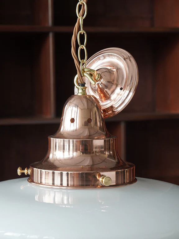 The Capel Bach Opaline Glass Pendant in Polished Copper - Image 8