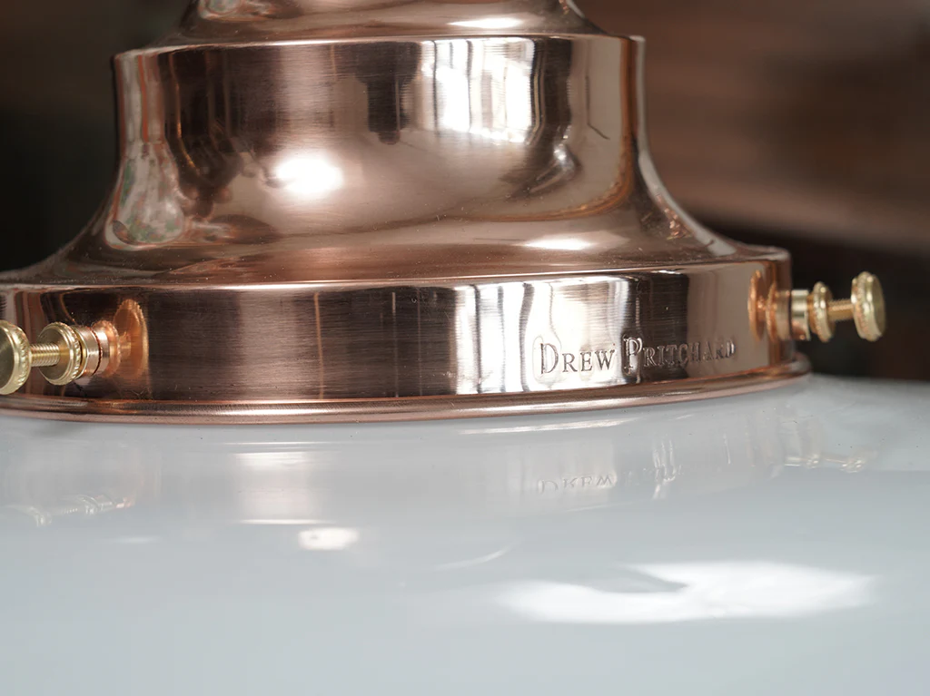 The Capel Bach Opaline Glass Pendant in Polished Copper - Image 9