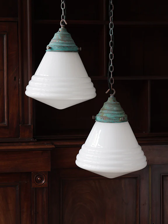 The Grace Opaline Glass Pendant Light in Verdigris - Image 3