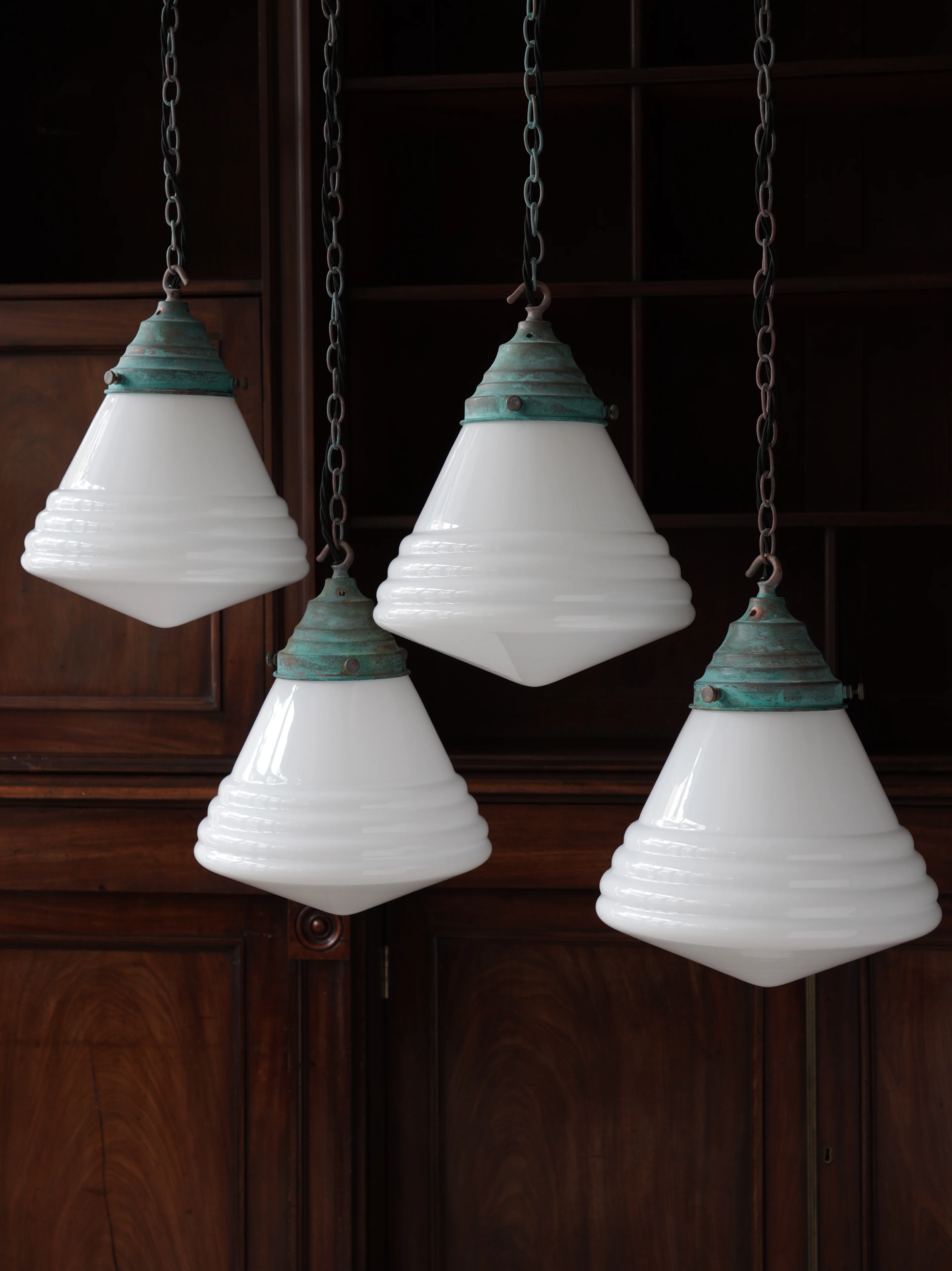 The Grace Opaline Glass Pendant Light in Verdigris - Image 4