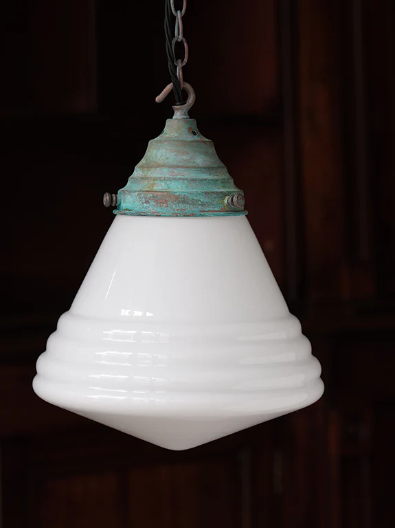 The Grace Opaline Glass Pendant Light in Verdigris - Image 8