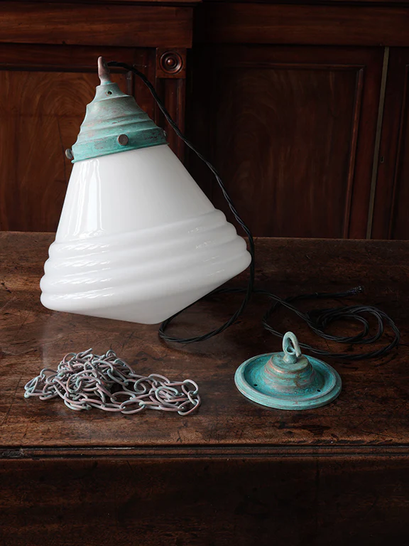 The Grace Opaline Glass Pendant Light in Verdigris - Image 9
