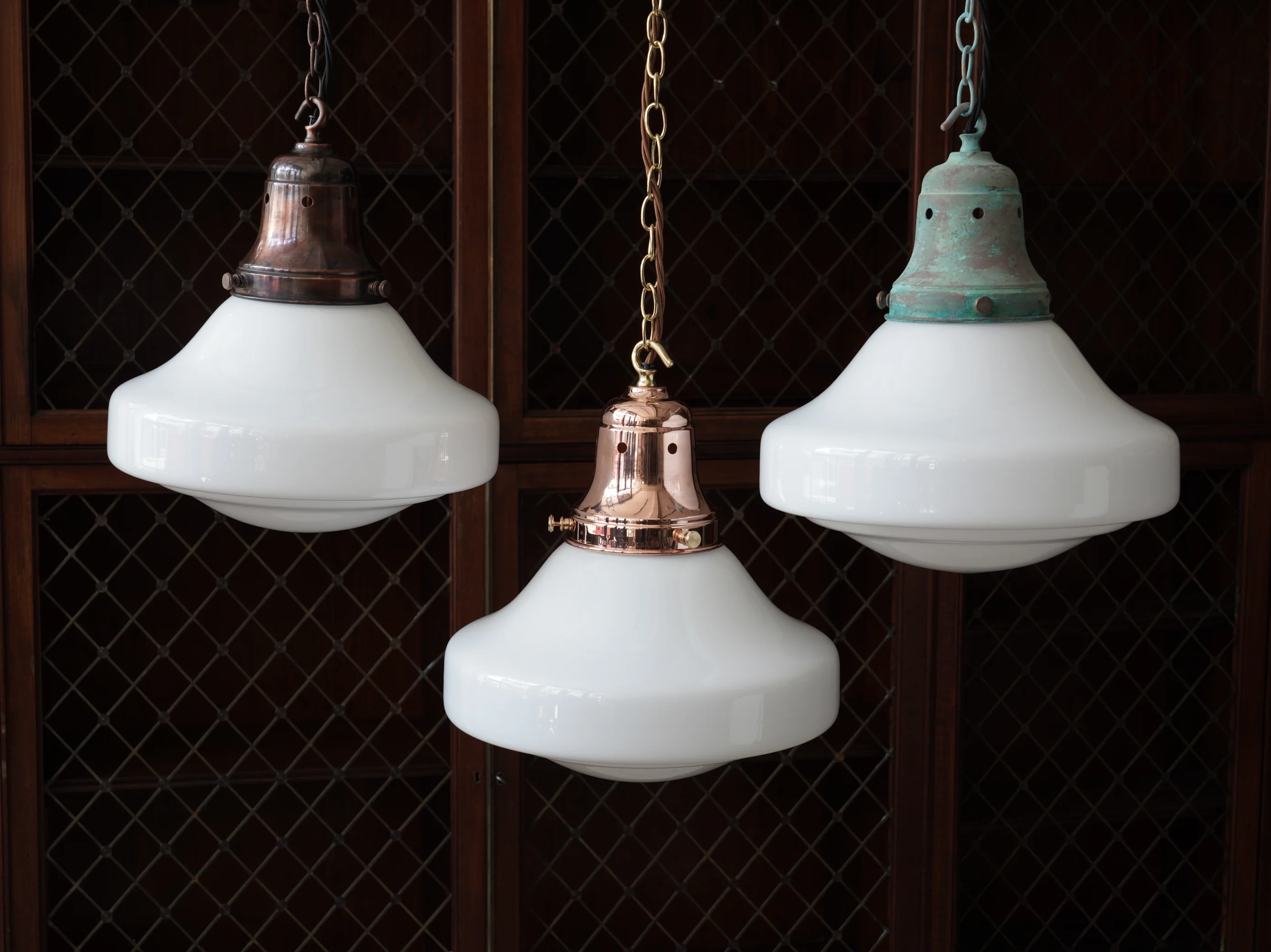 Ellis Opaline Glass Pendant Light in Verdigris - Image 12