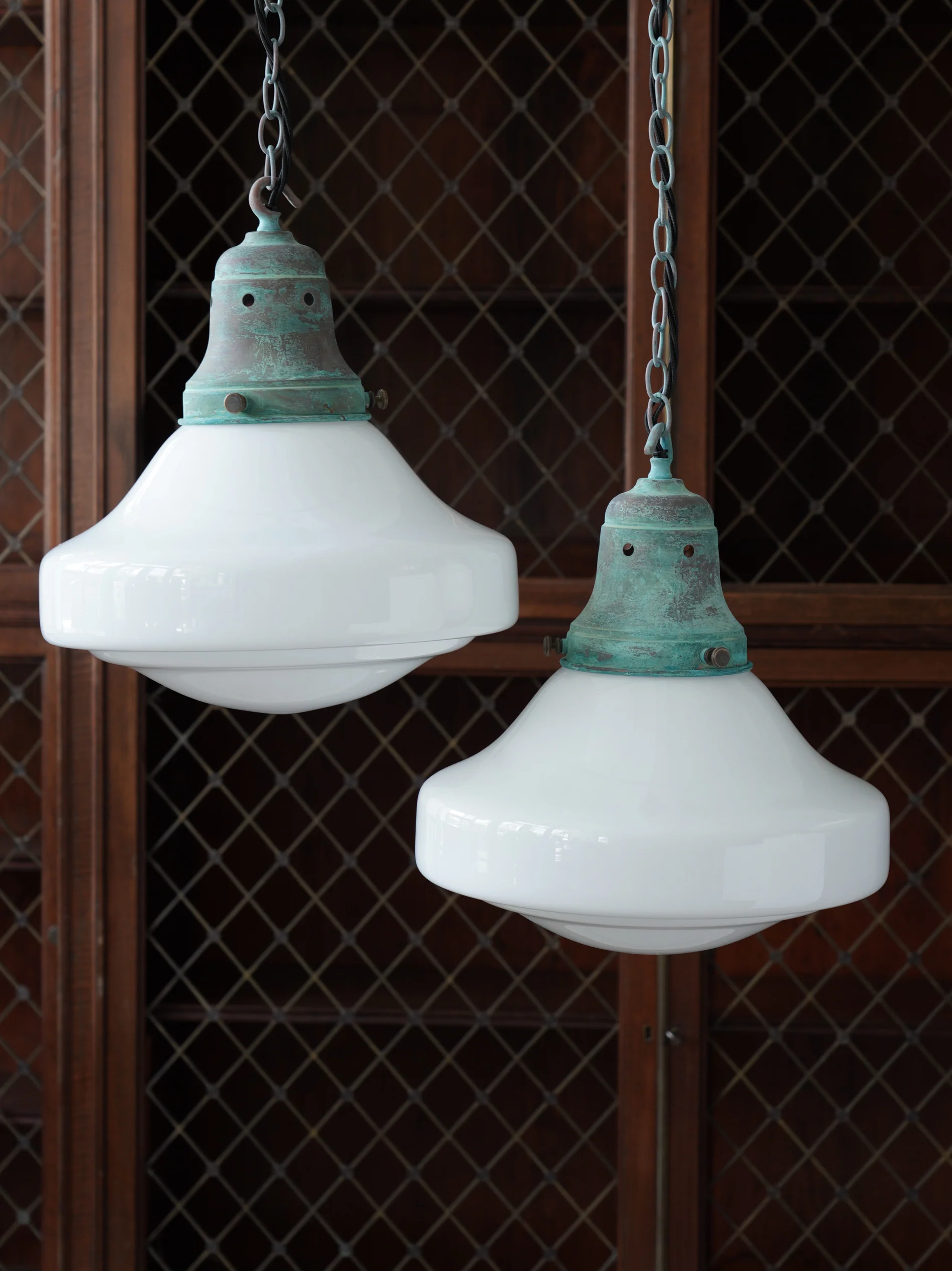 Ellis Opaline Glass Pendant Light in Verdigris - Image 5