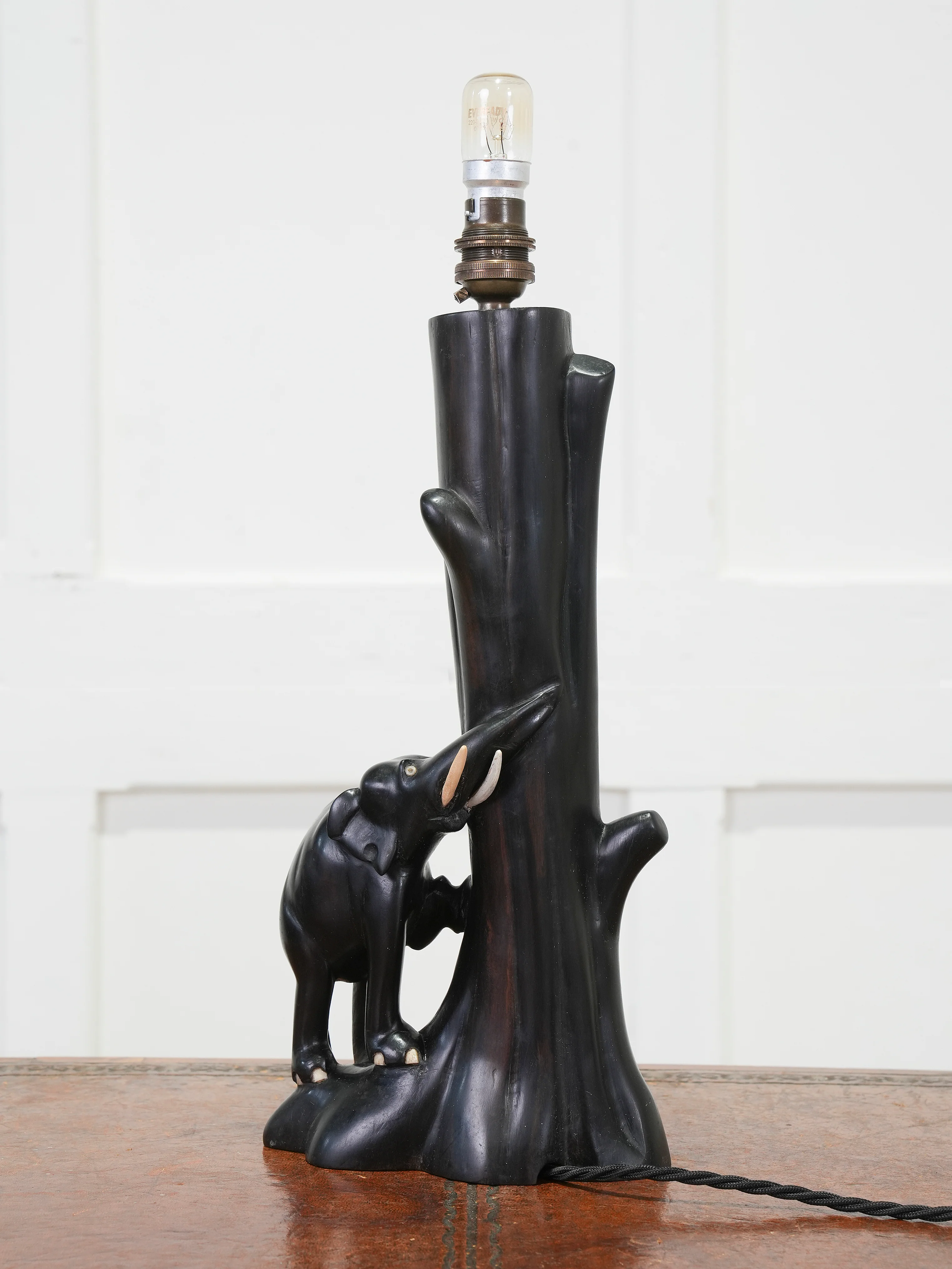 A Carved Rosewood Elephant Table Lamp - Image 2