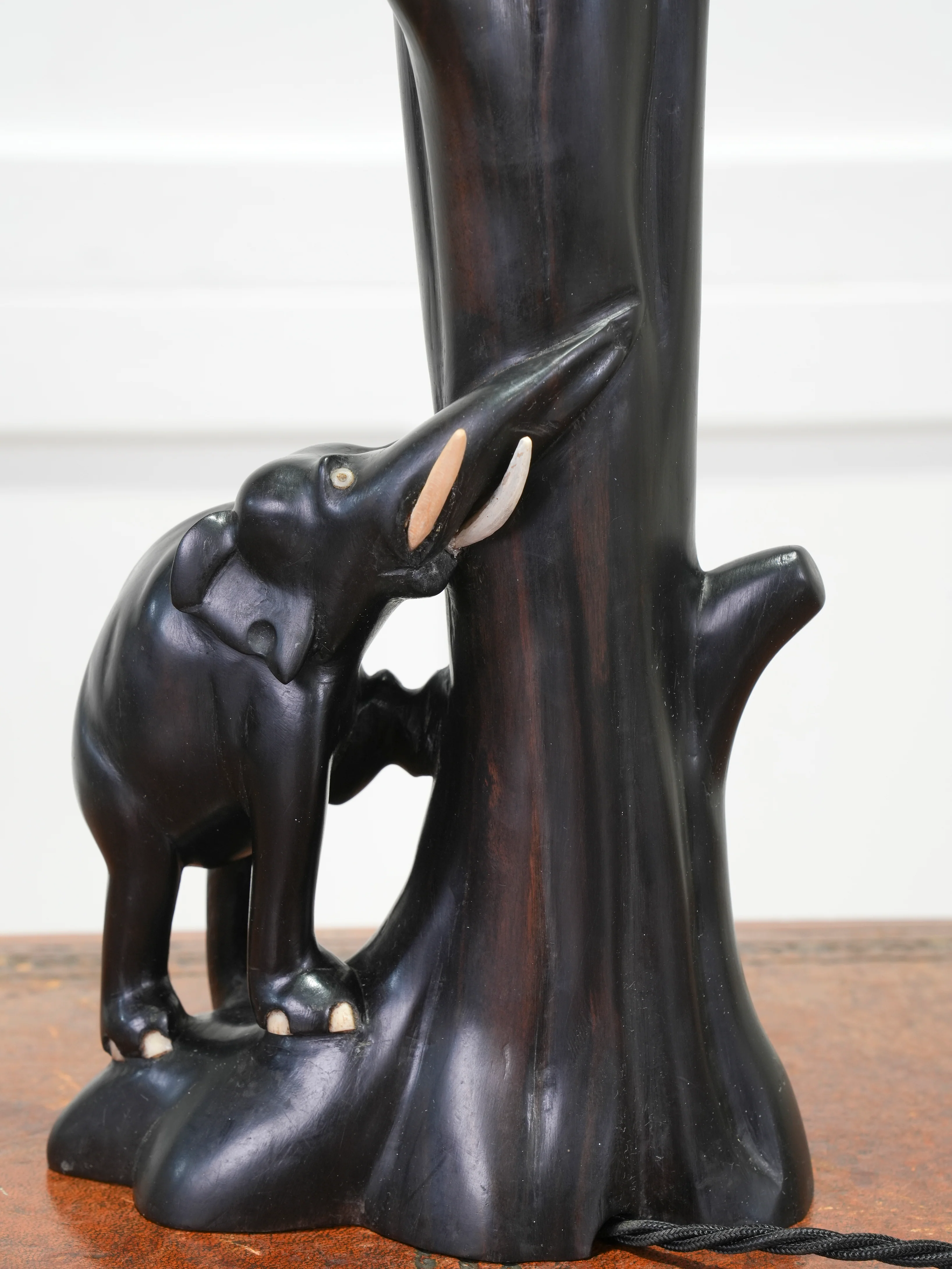 A Carved Rosewood Elephant Table Lamp - Image 3