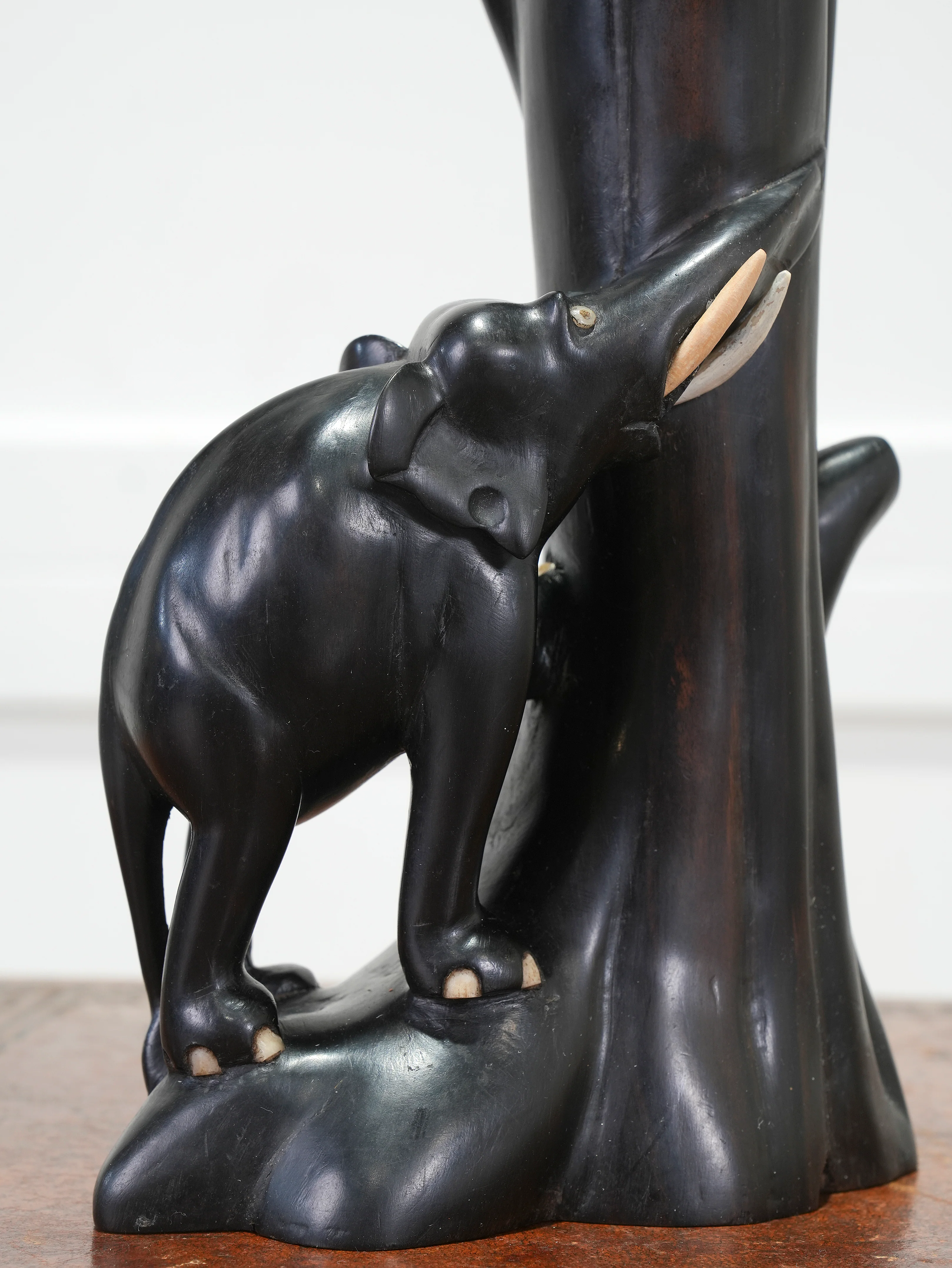 A Carved Rosewood Elephant Table Lamp - Image 4