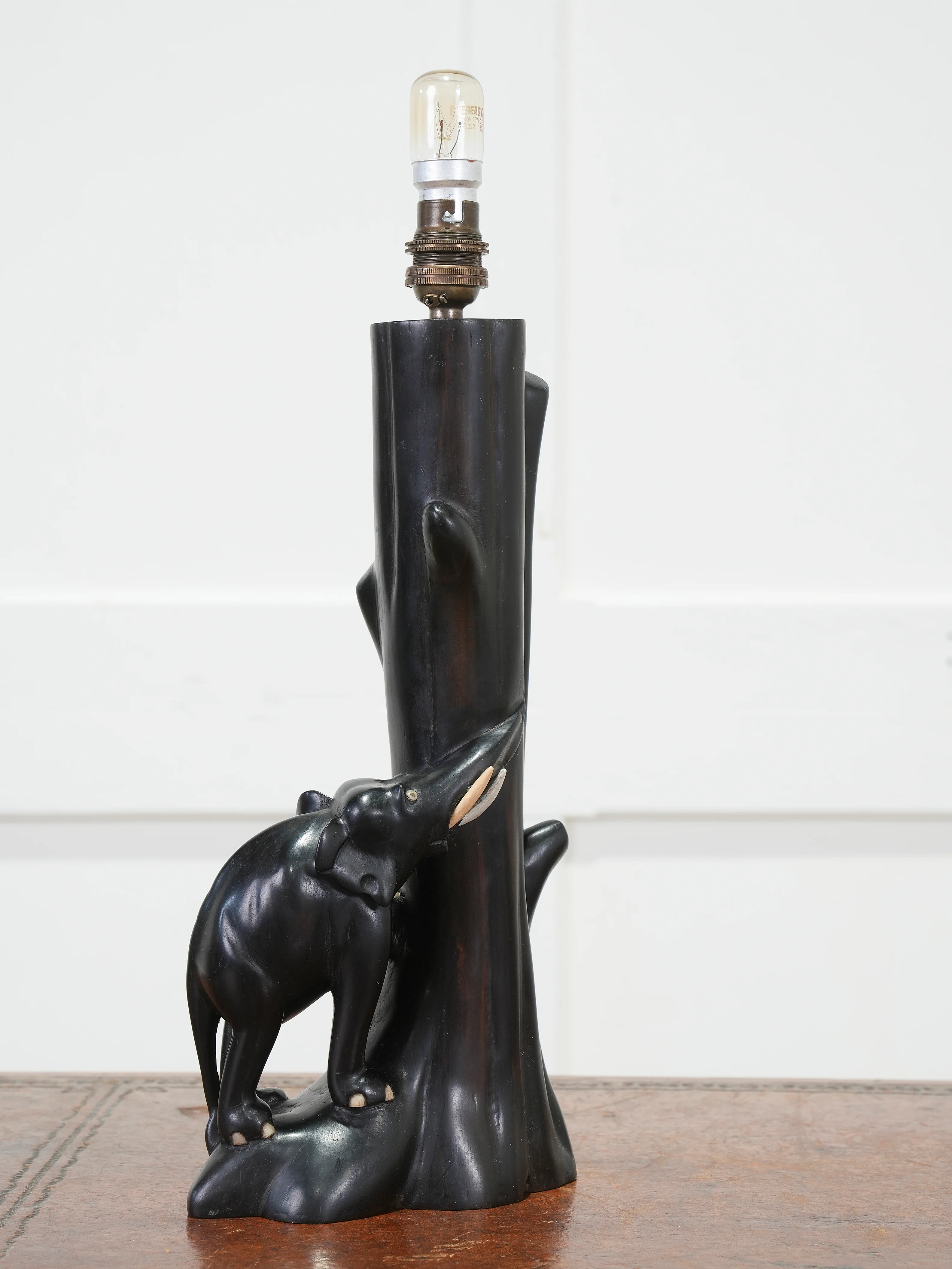 A Carved Rosewood Elephant Table Lamp - Image 5