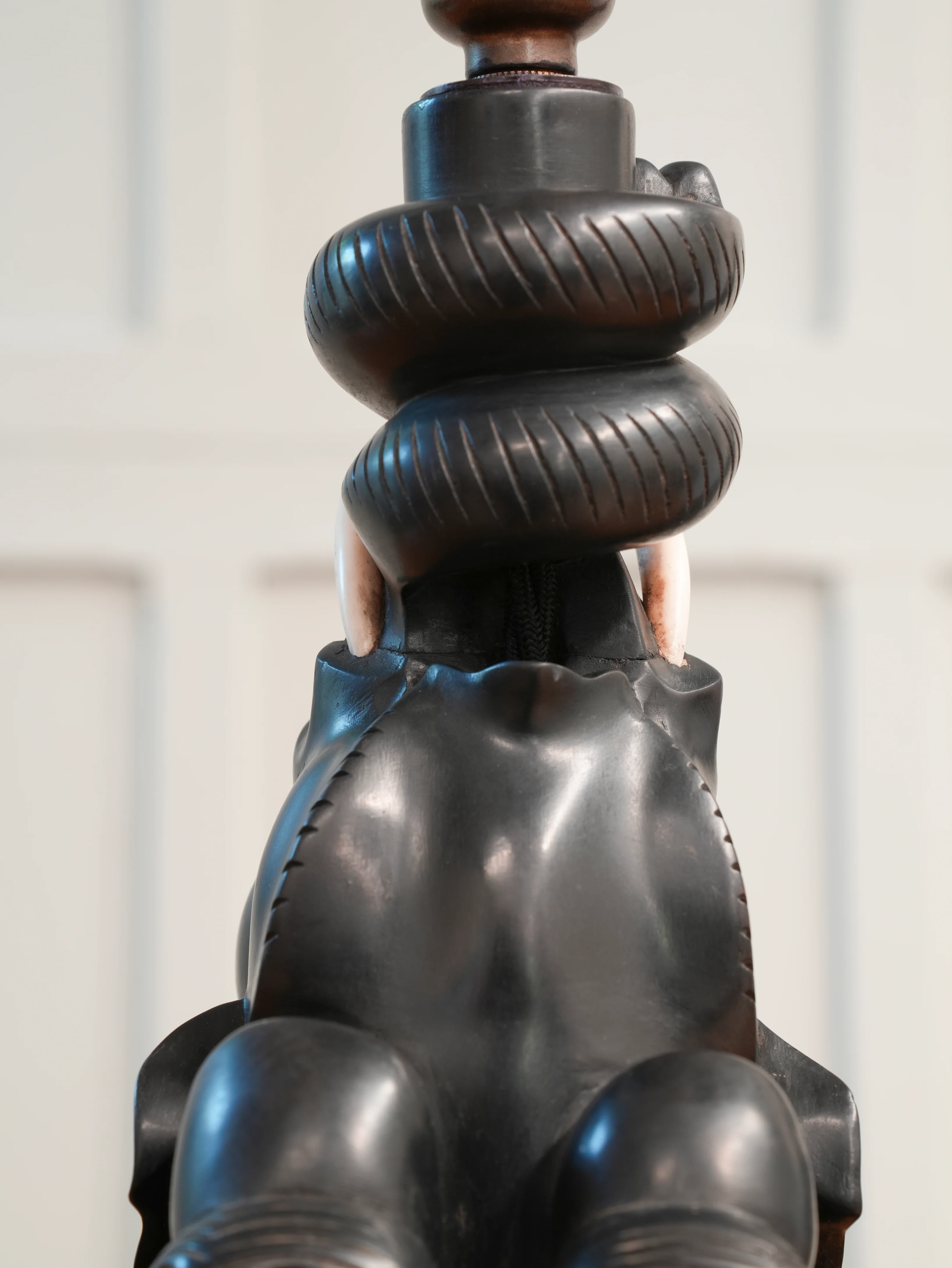 A Pair of Ebony Ceylonese Elephant Table Lights - Image 6