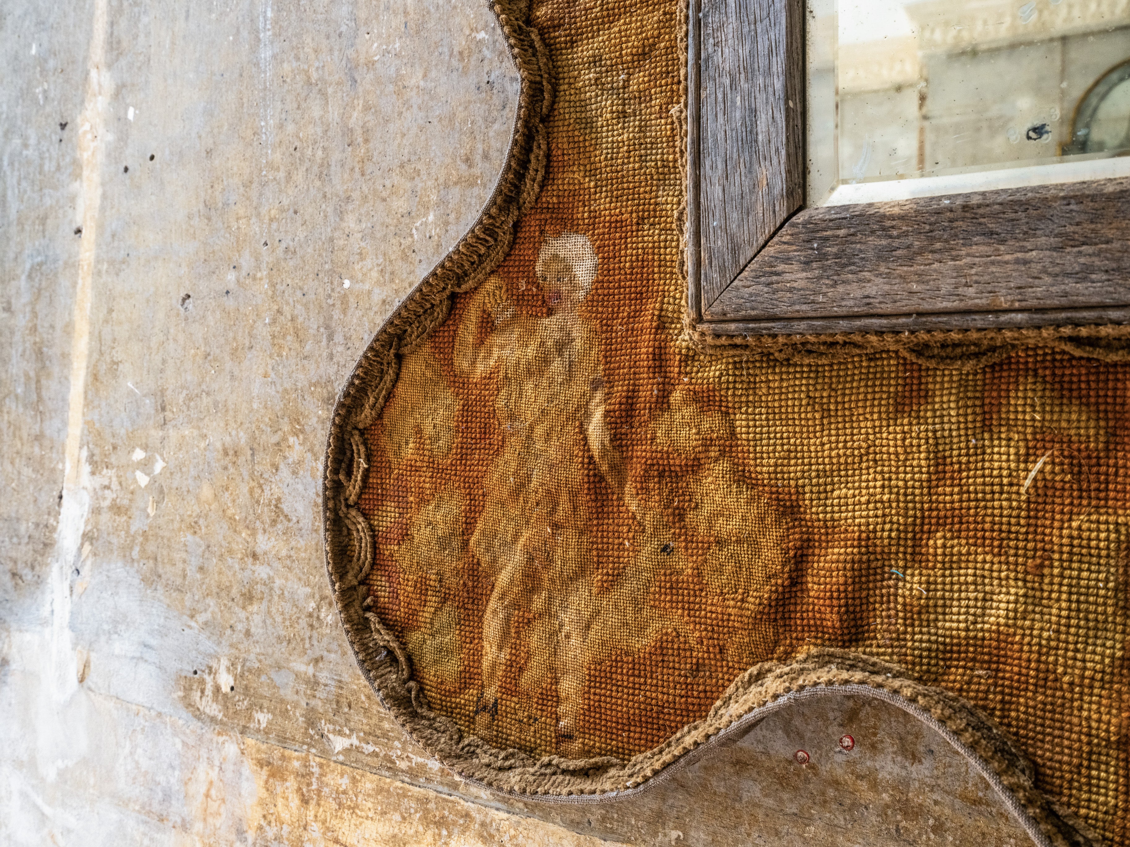 A Lobed Petit Point On Needlepoint Ground Mirror - Image 4