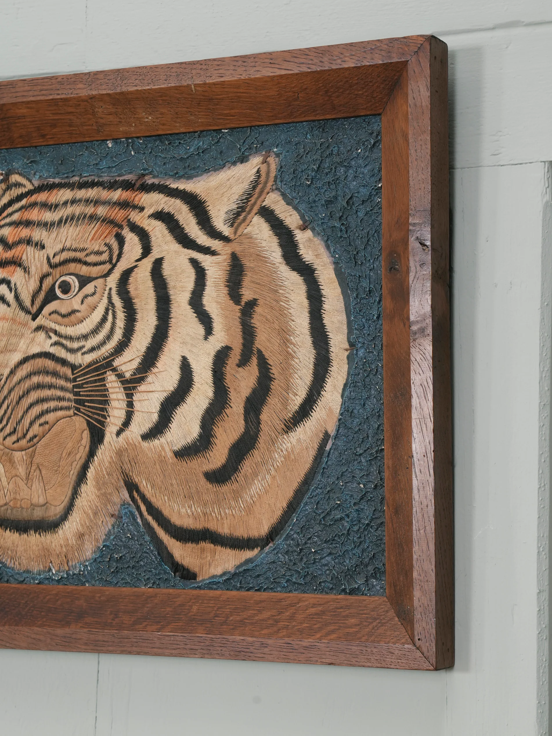 A Pair of Framed Silk Embroideries of Tigers Heads - Image 14