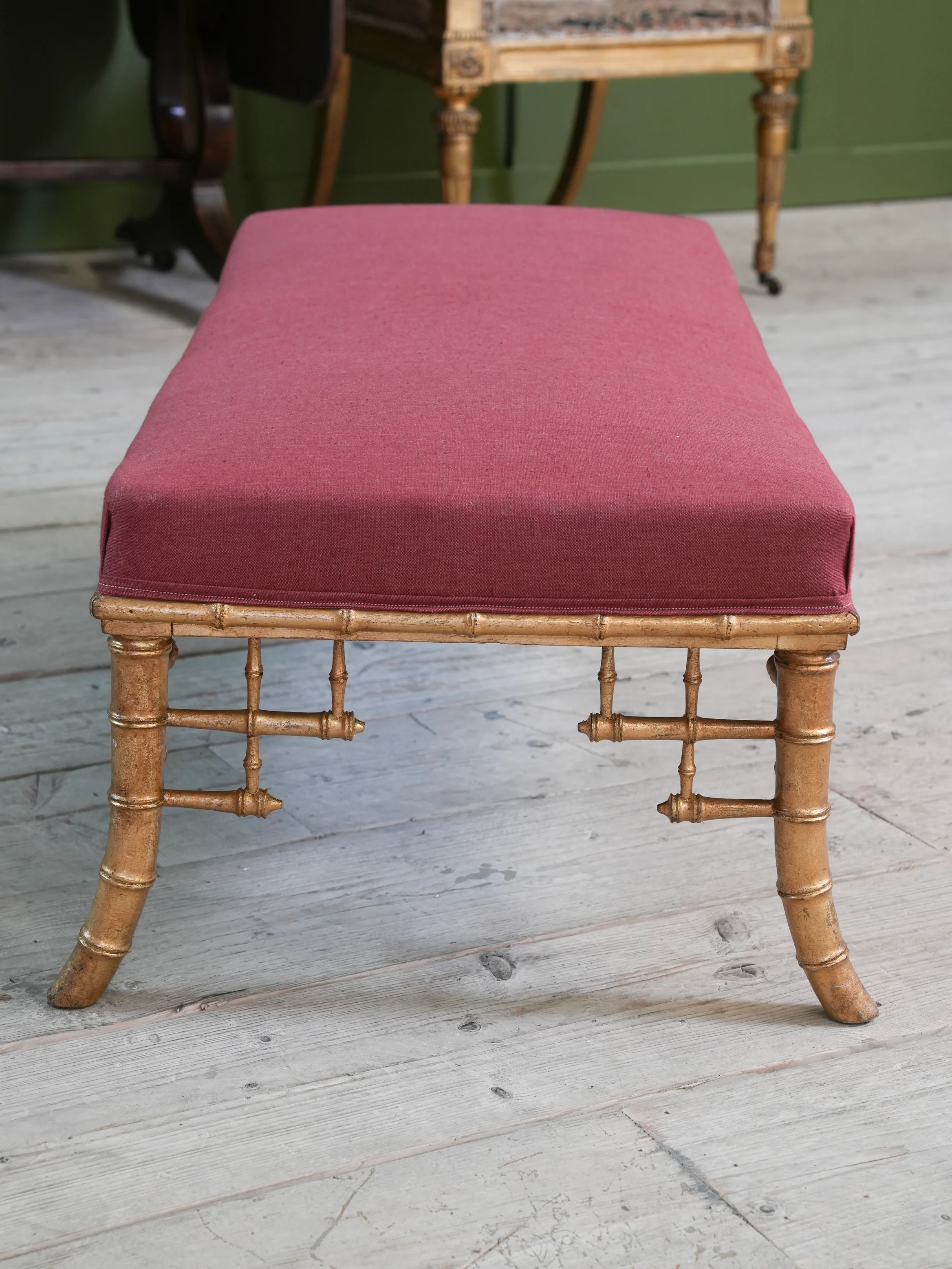 A 19th Century Faux Bamboo Gilt Stool - Image 4