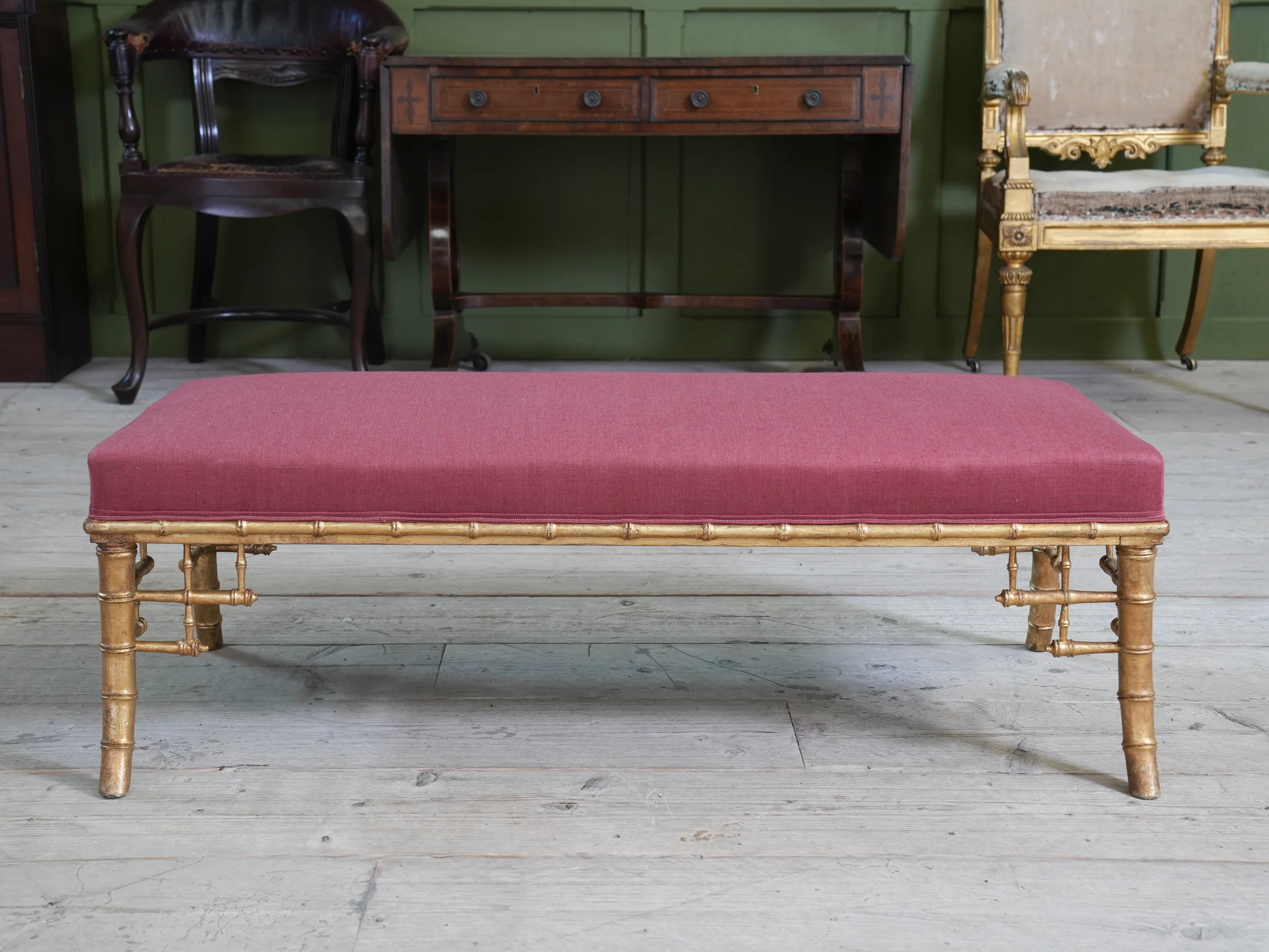 A 19th Century Faux Bamboo Gilt Stool - Image 7