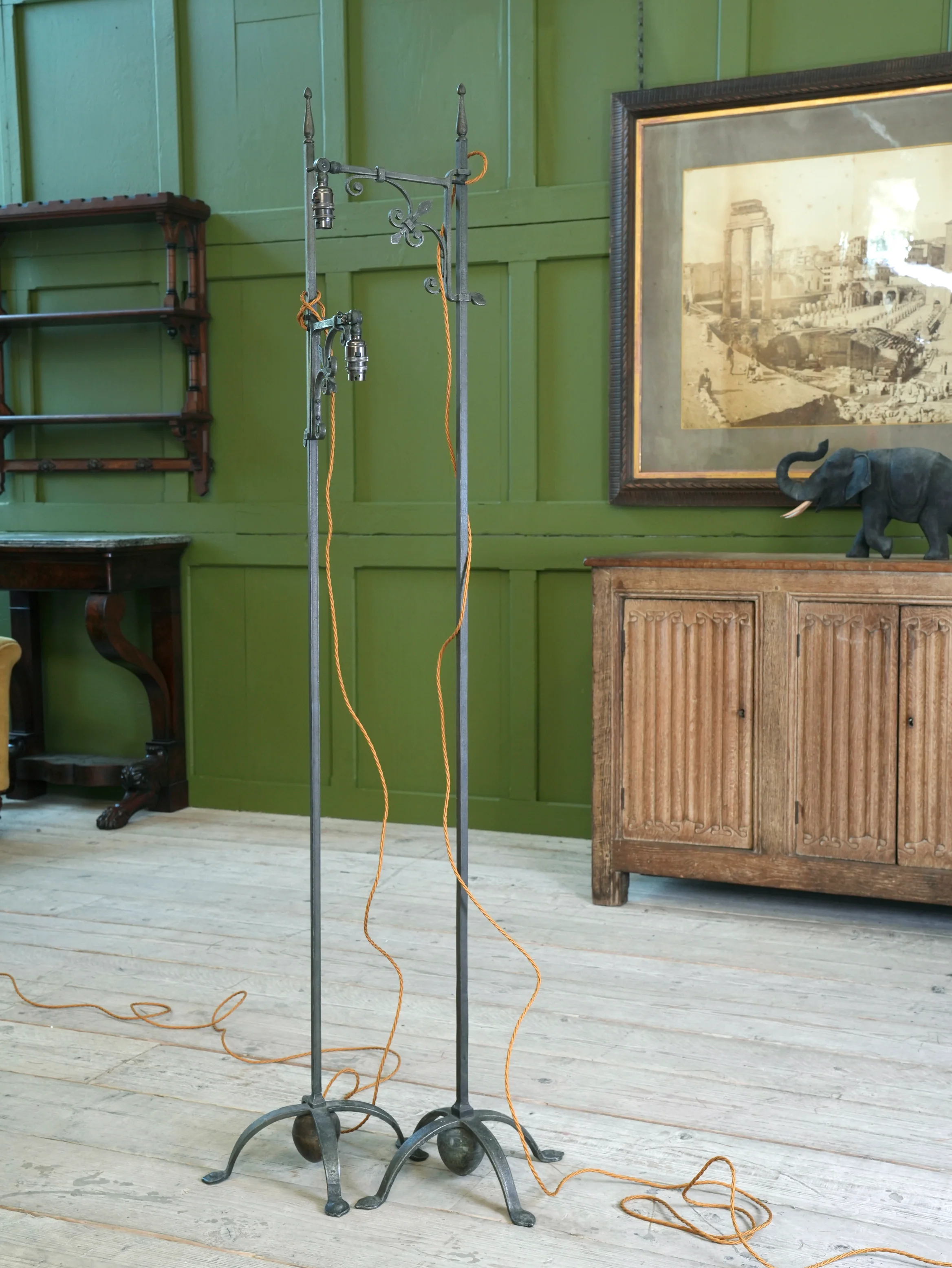 A Pair of Wrought Iron Floor Lamps - Image 2