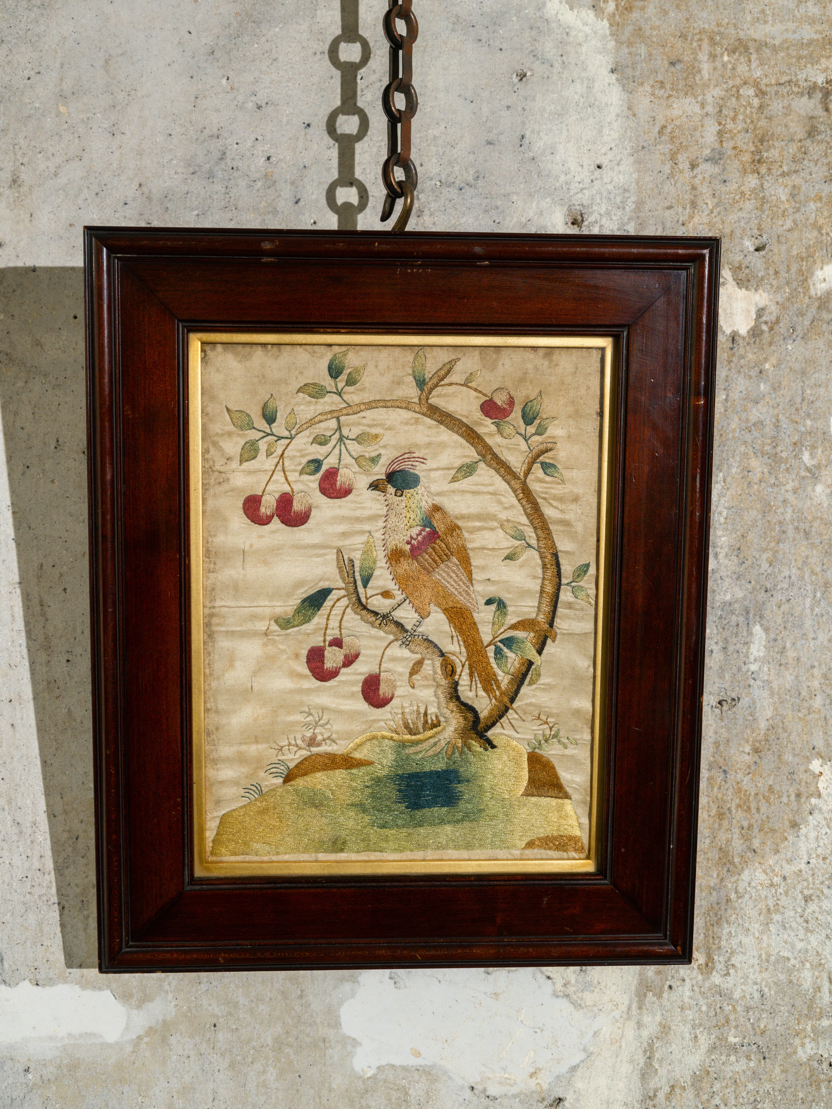 An 18th Century Framed Exotic Bird Silkwork - Image 4