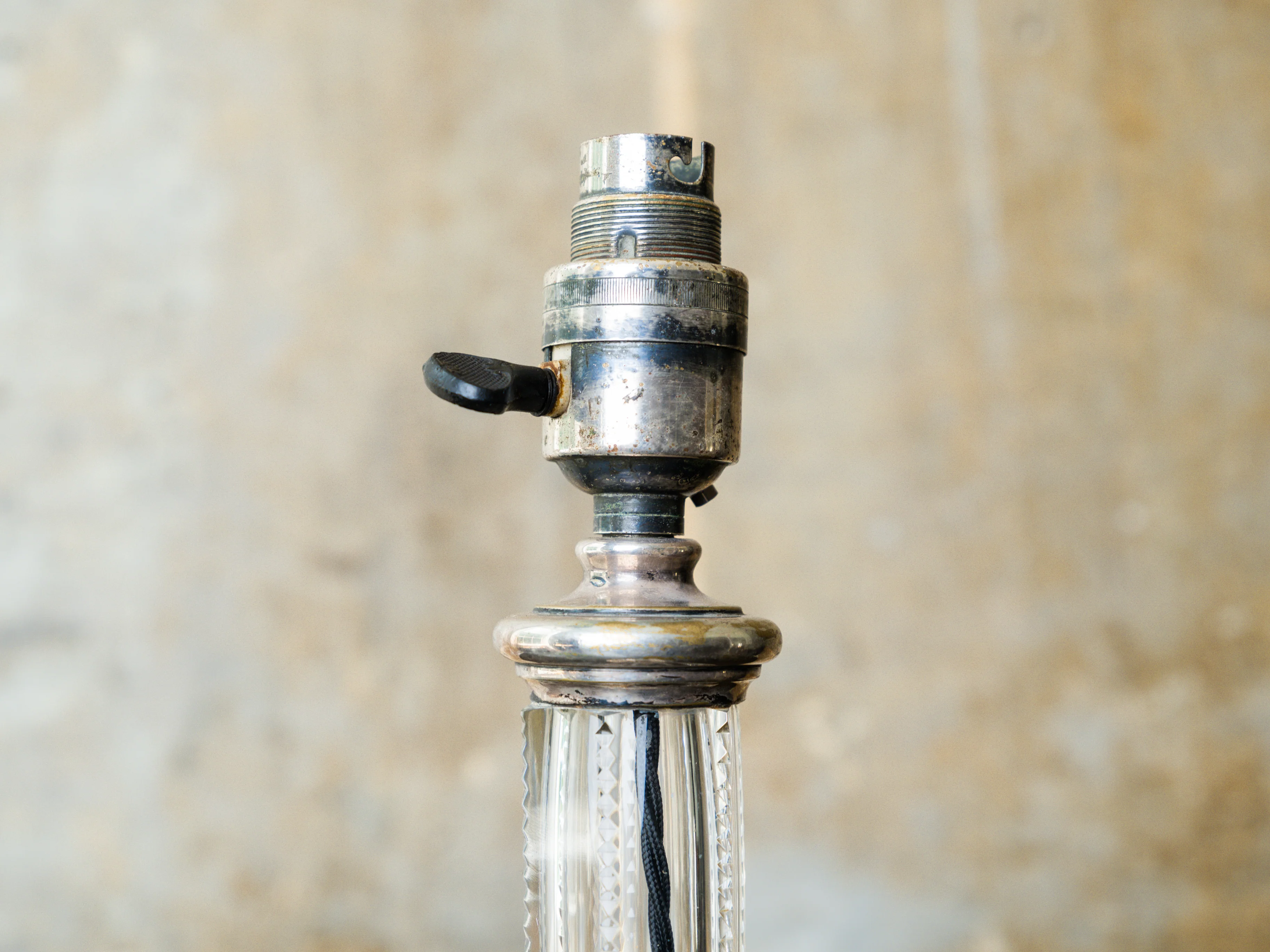 A Silver Plated Cut Glass Table Lamp - Image 3