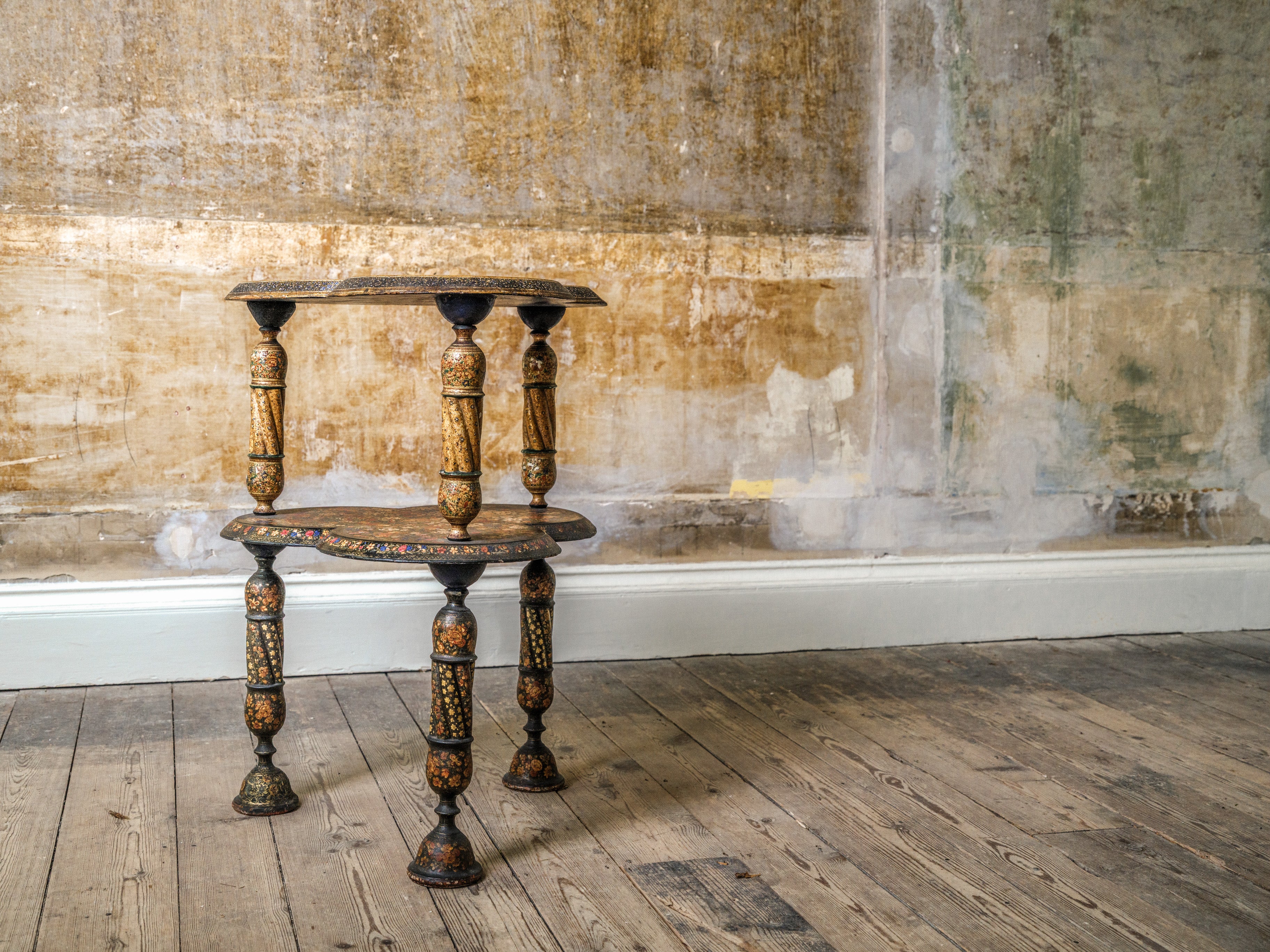 Kashmiri Polychrome-Laquered Side Table - Image 2