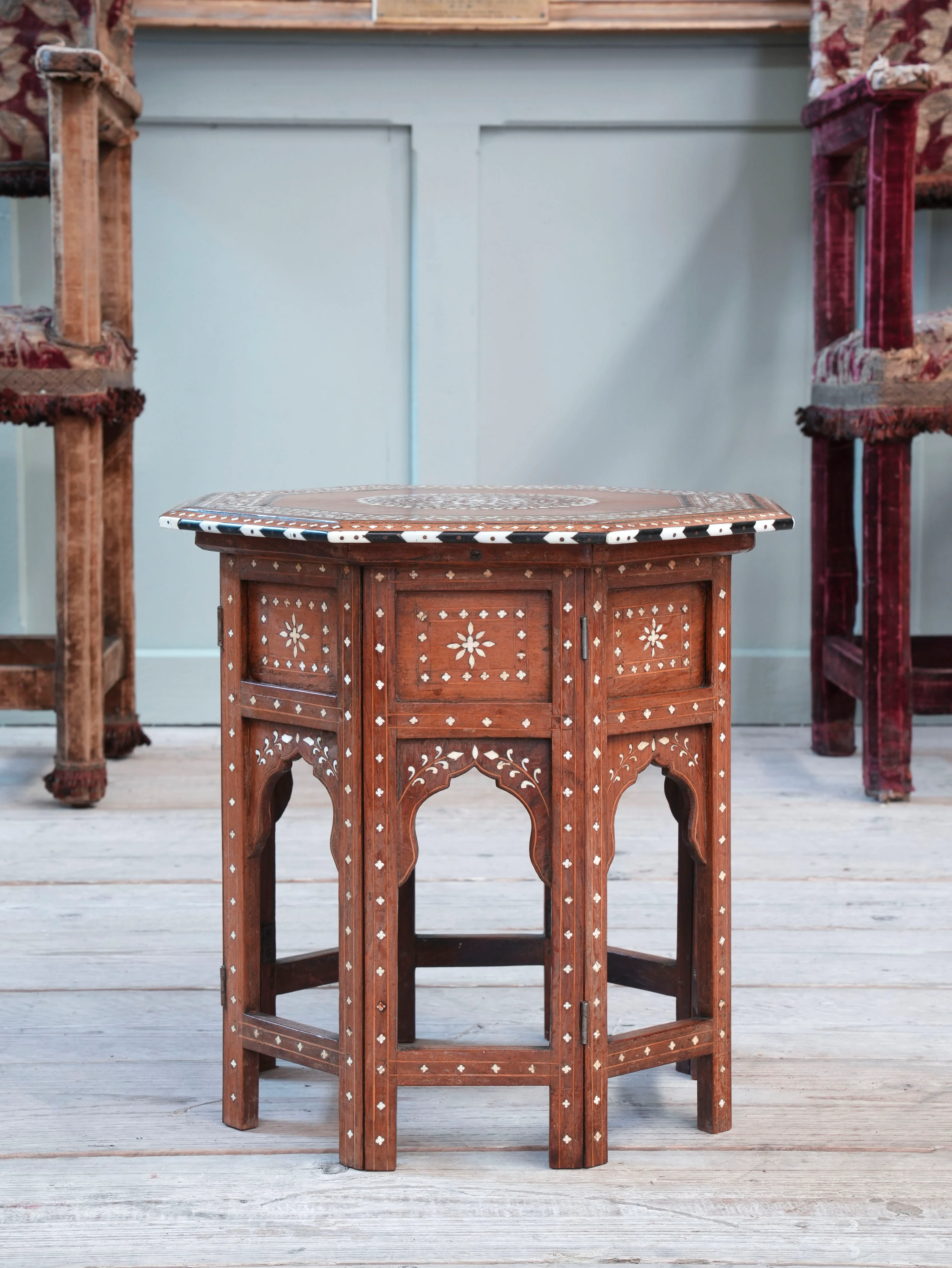 A Bone & Ebony Inlaid Hoshiarpur Table - Image 10