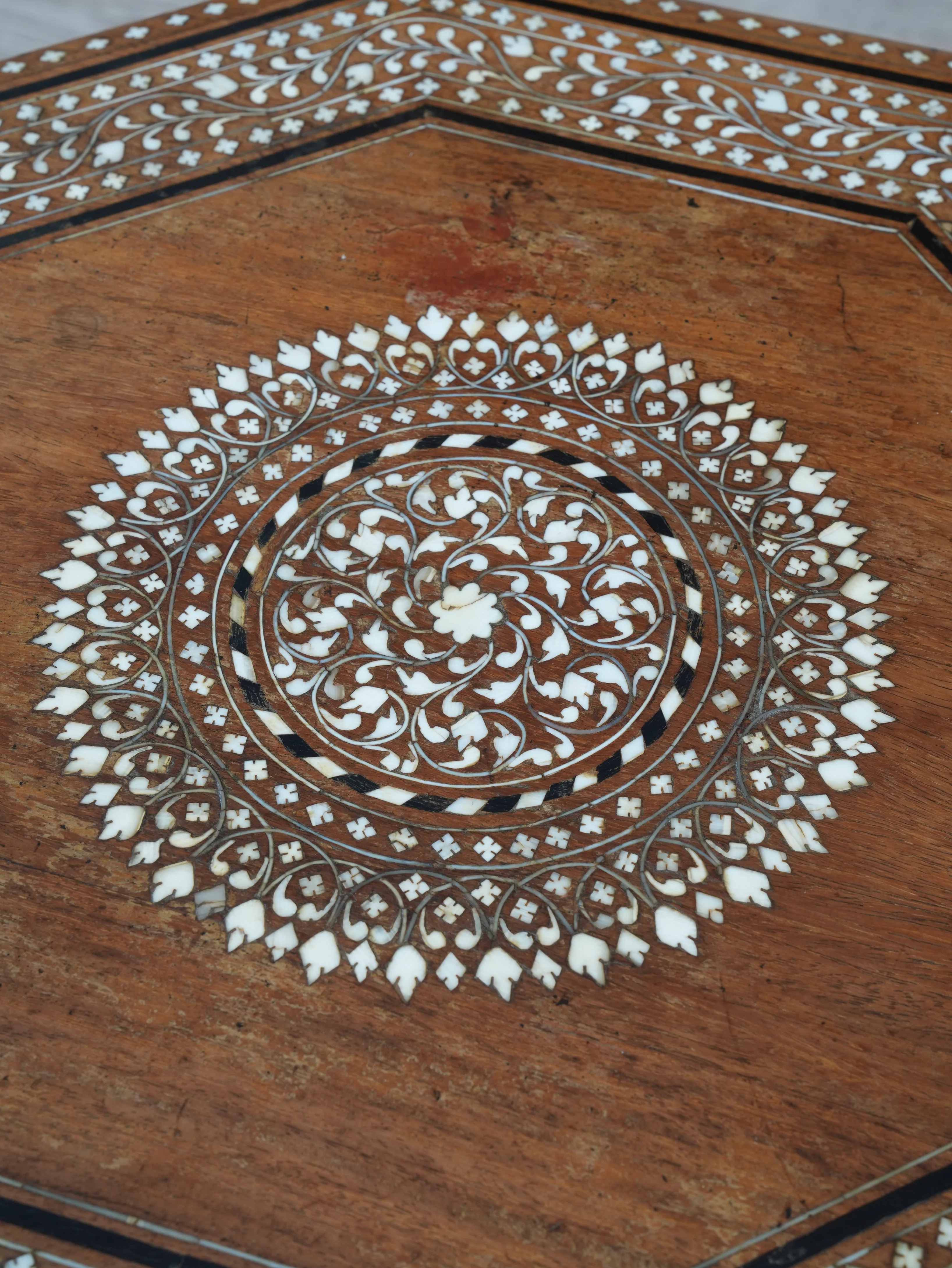 A Bone & Ebony Inlaid Hoshiarpur Table - Image 6