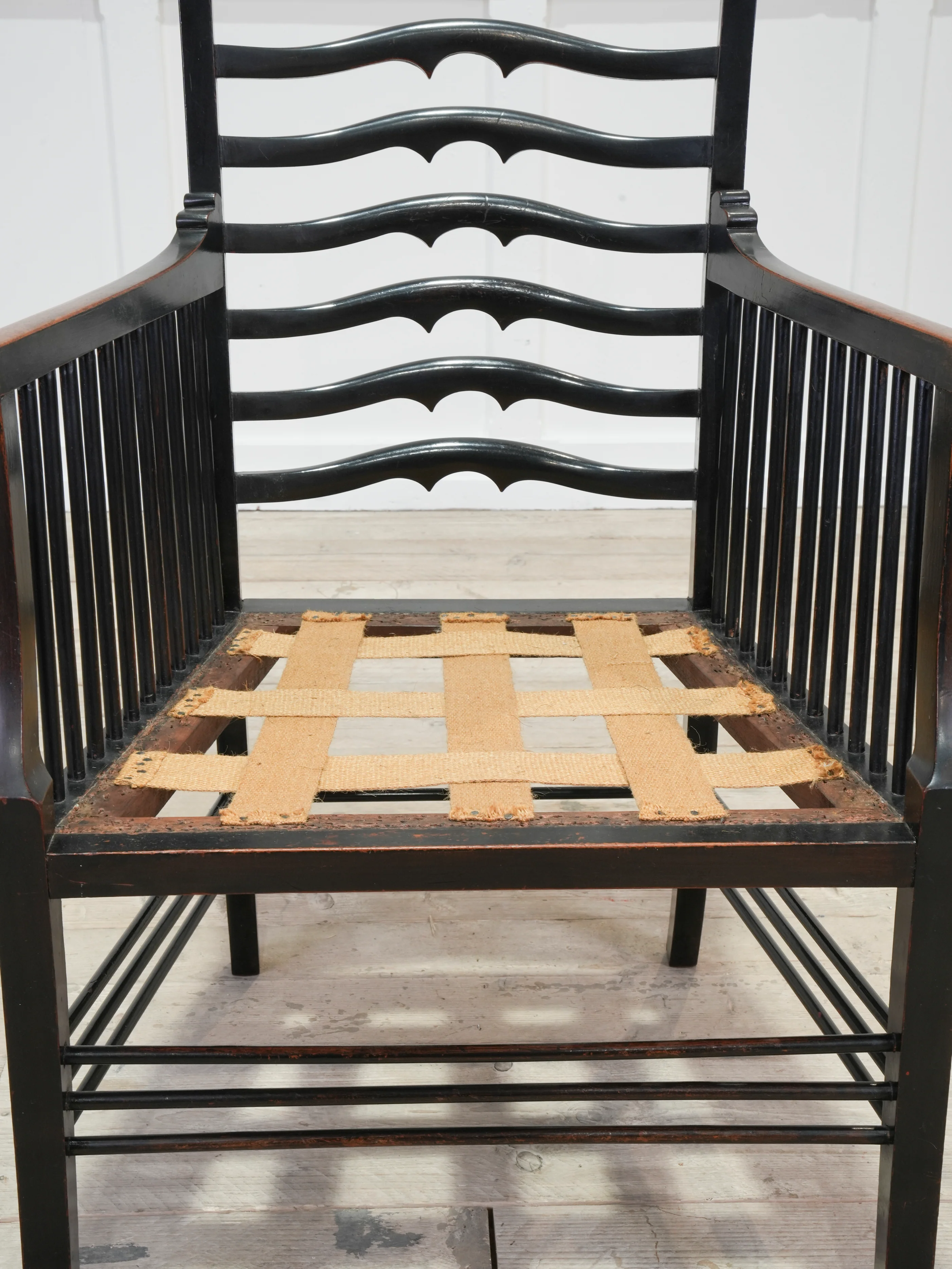 An Ebonised Ladder Back Arm Chair - Image 4