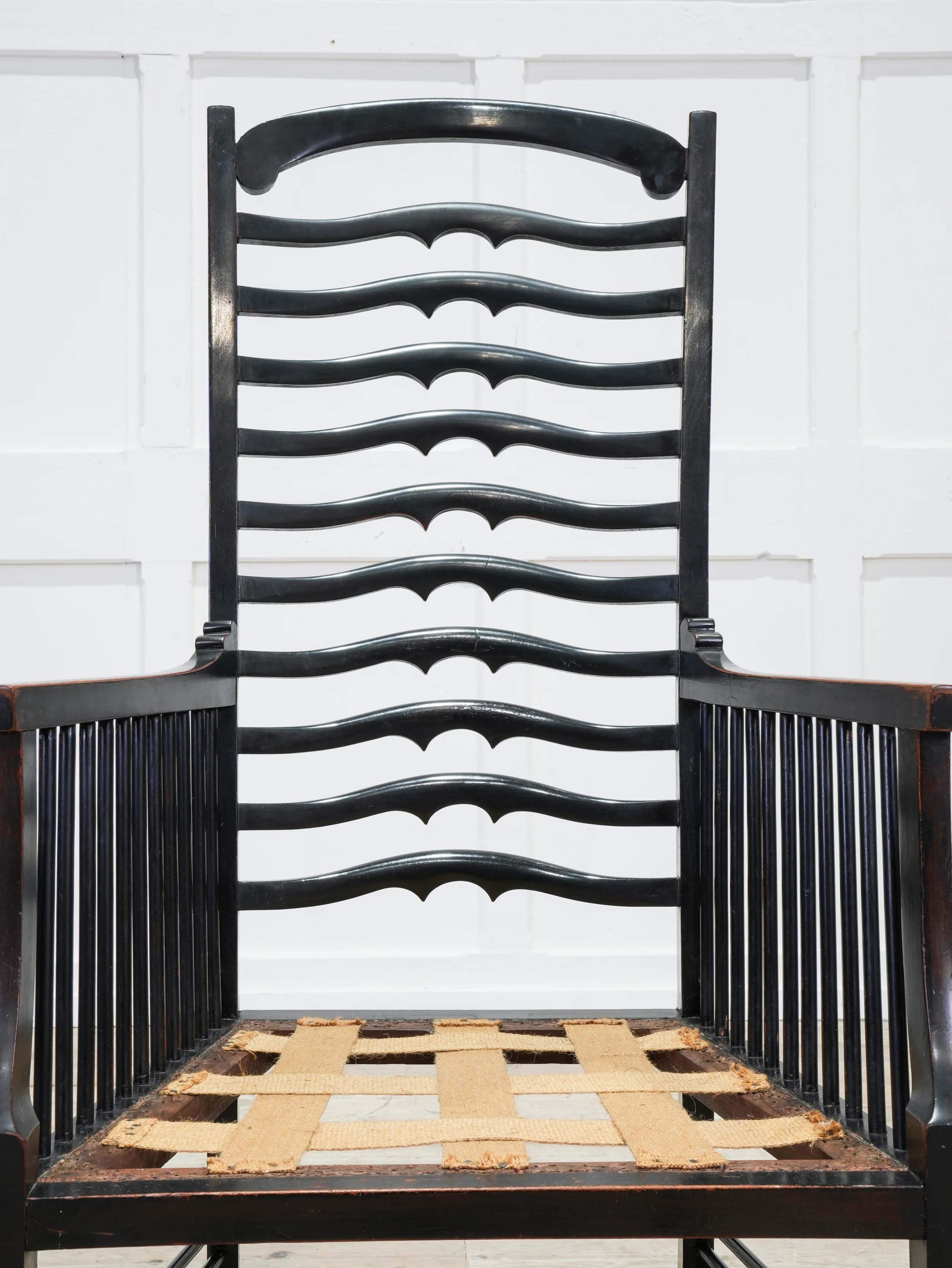 An Ebonised Ladder Back Arm Chair - Image 5