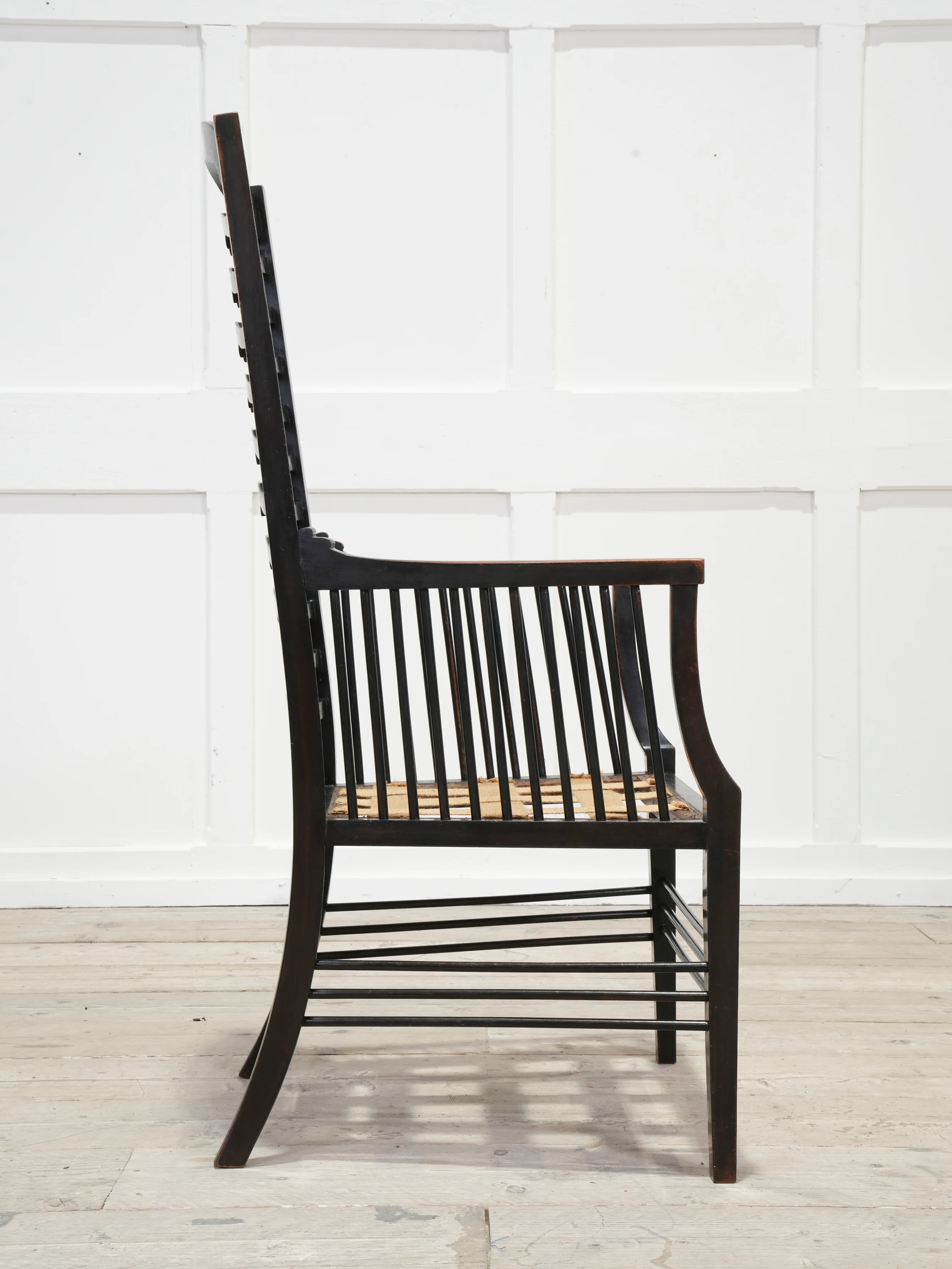 An Ebonised Ladder Back Arm Chair - Image 6