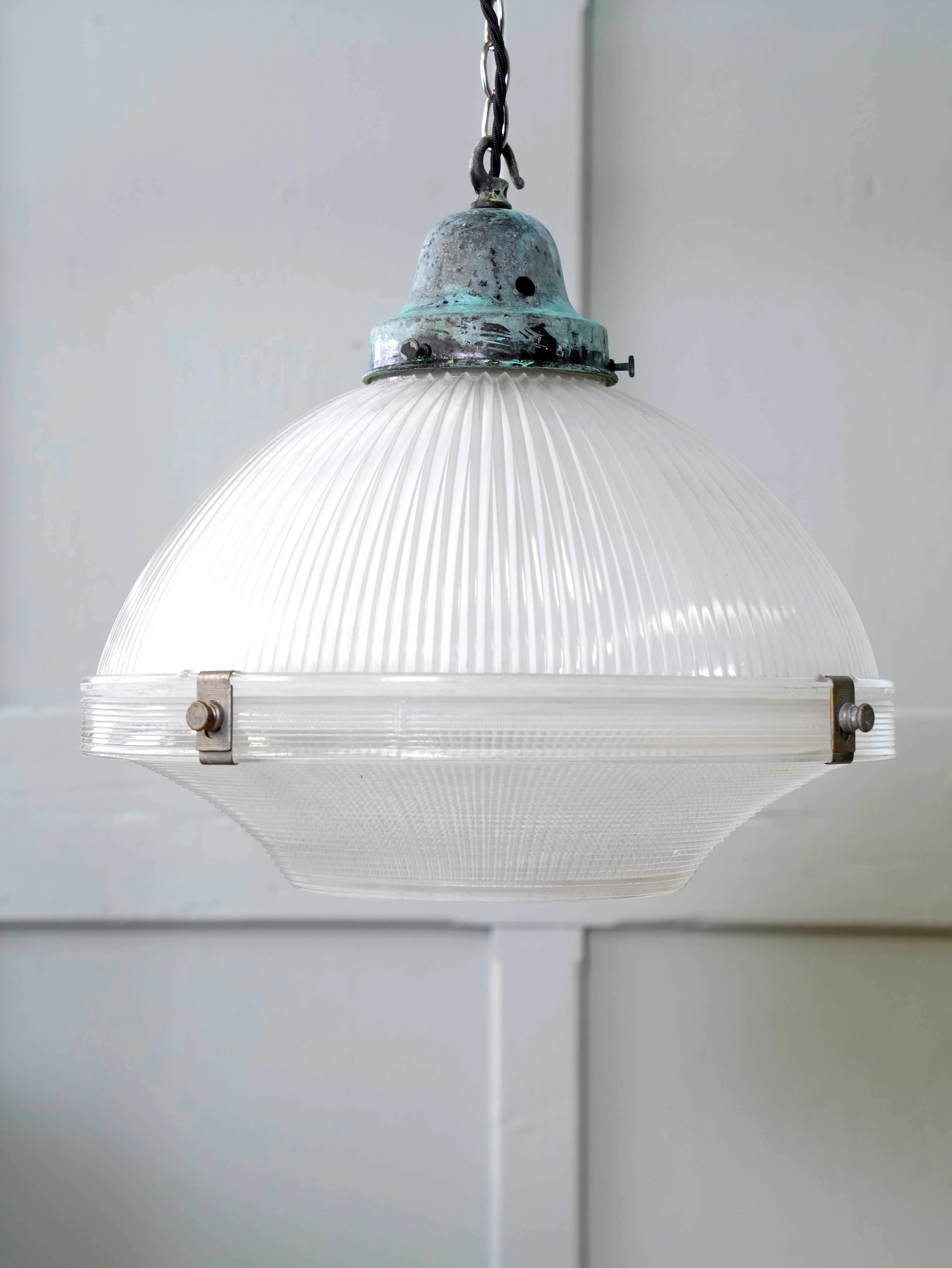 A Large Holophane Prismatic Glass Pendant Light - Image 2