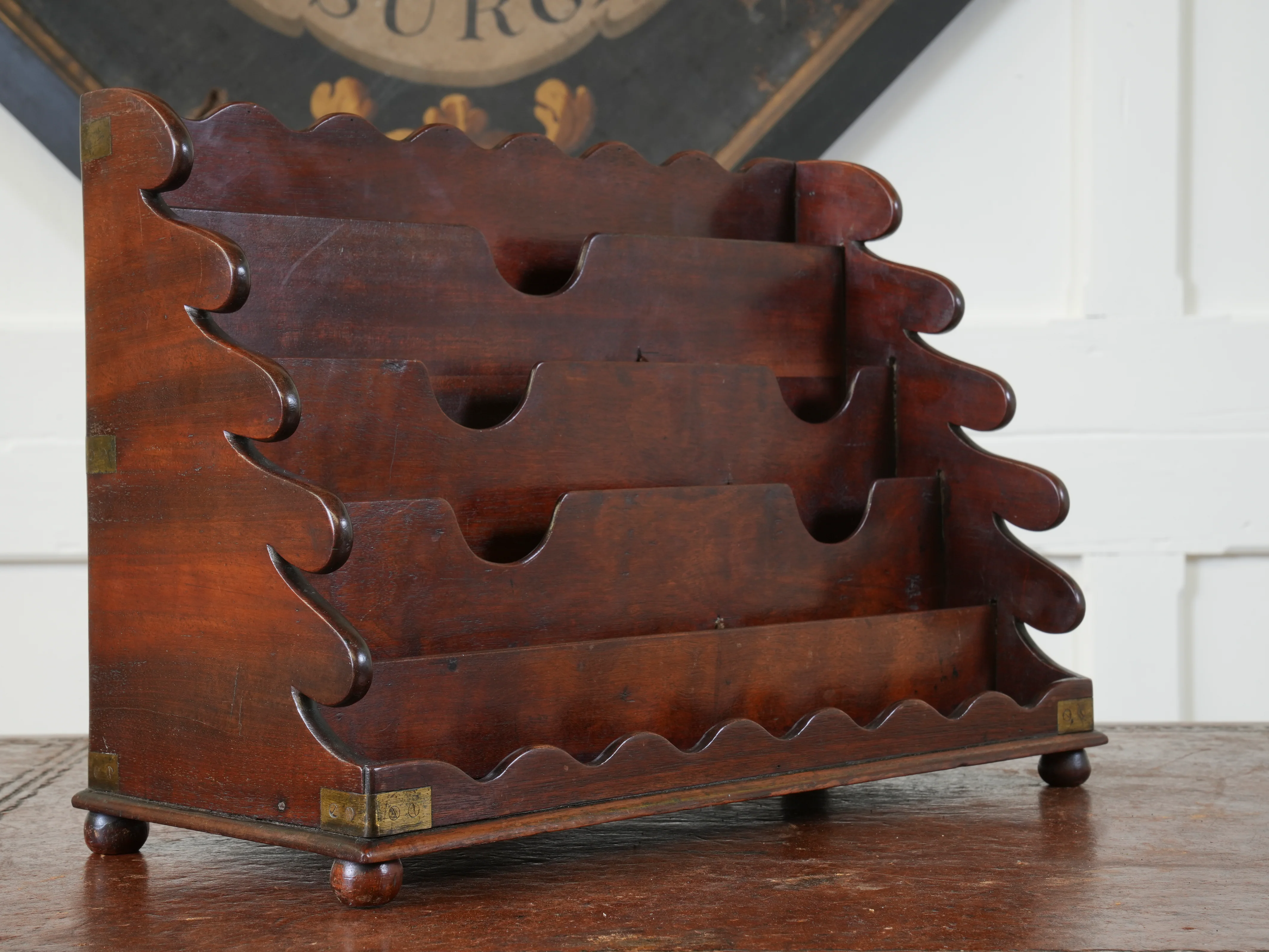 A Brass Bound Mahogany Campaign Desk Top Stationary Rack - Image 2