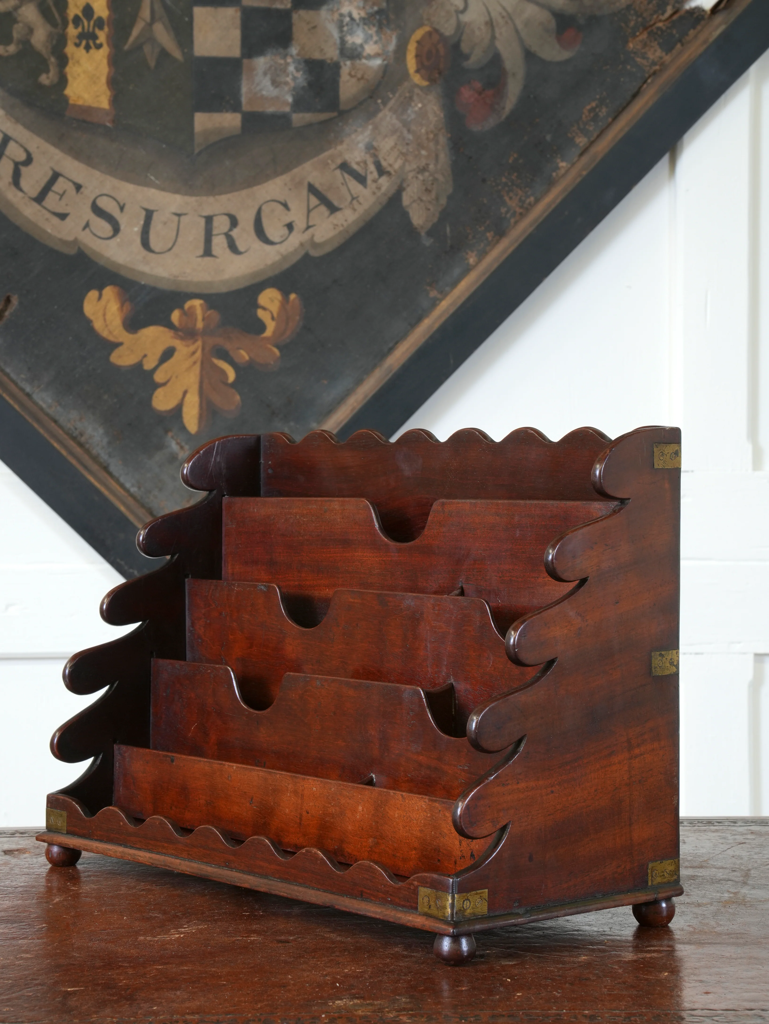 A Brass Bound Mahogany Campaign Desk Top Stationary Rack - Image 4