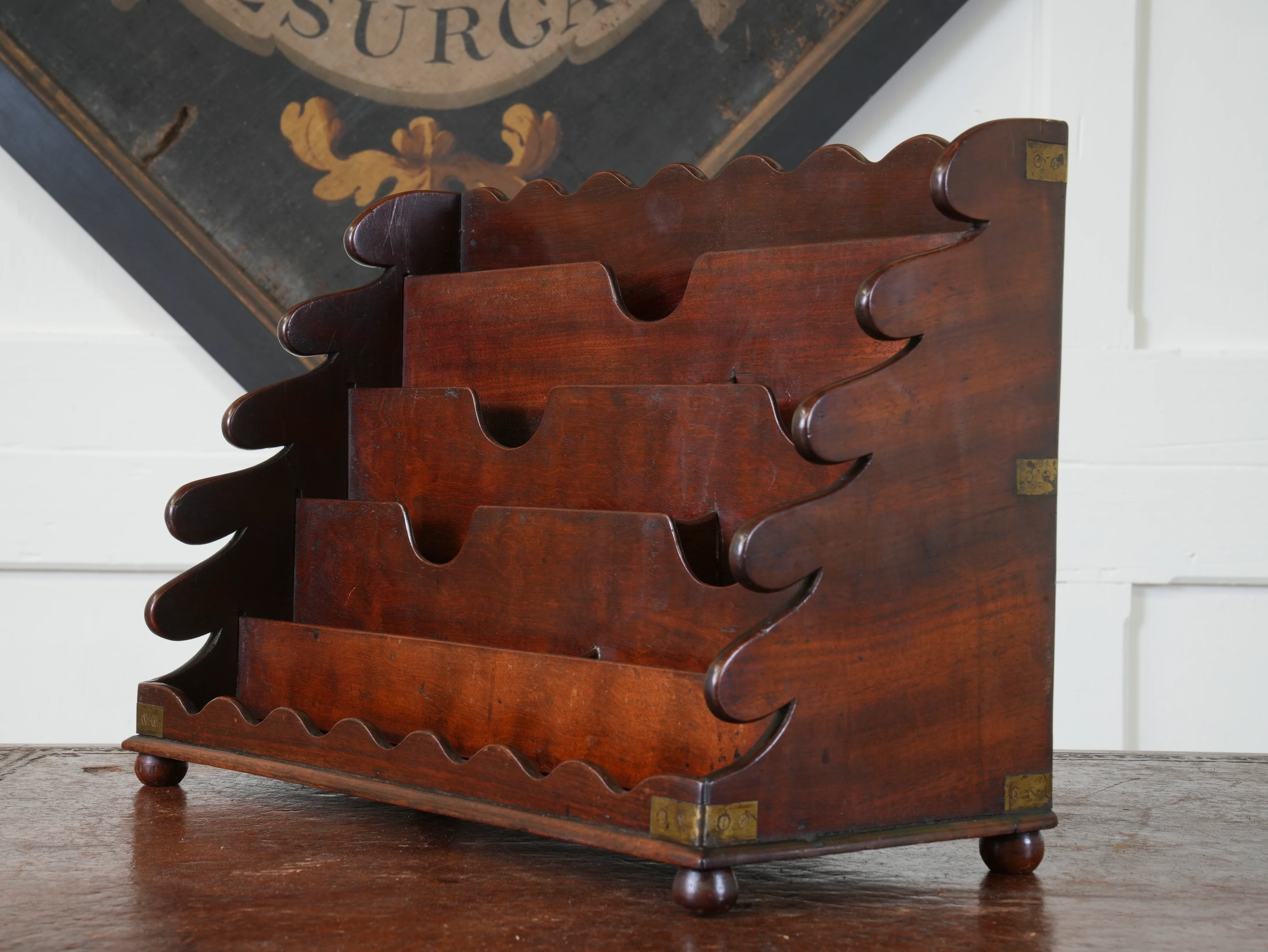 A Brass Bound Mahogany Campaign Desk Top Stationary Rack - Image 5