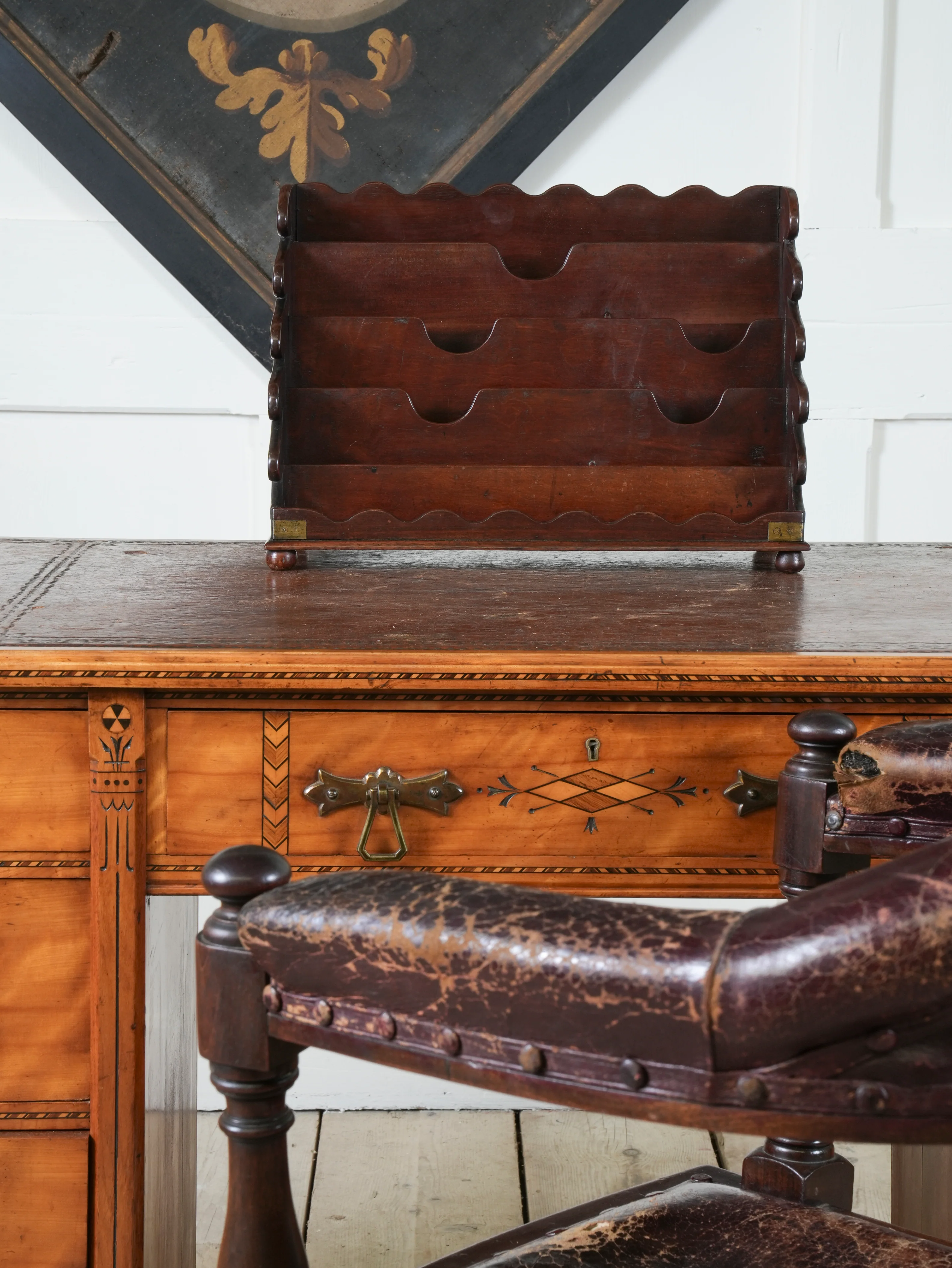 A Brass Bound Mahogany Campaign Desk Top Stationary Rack - Image 8