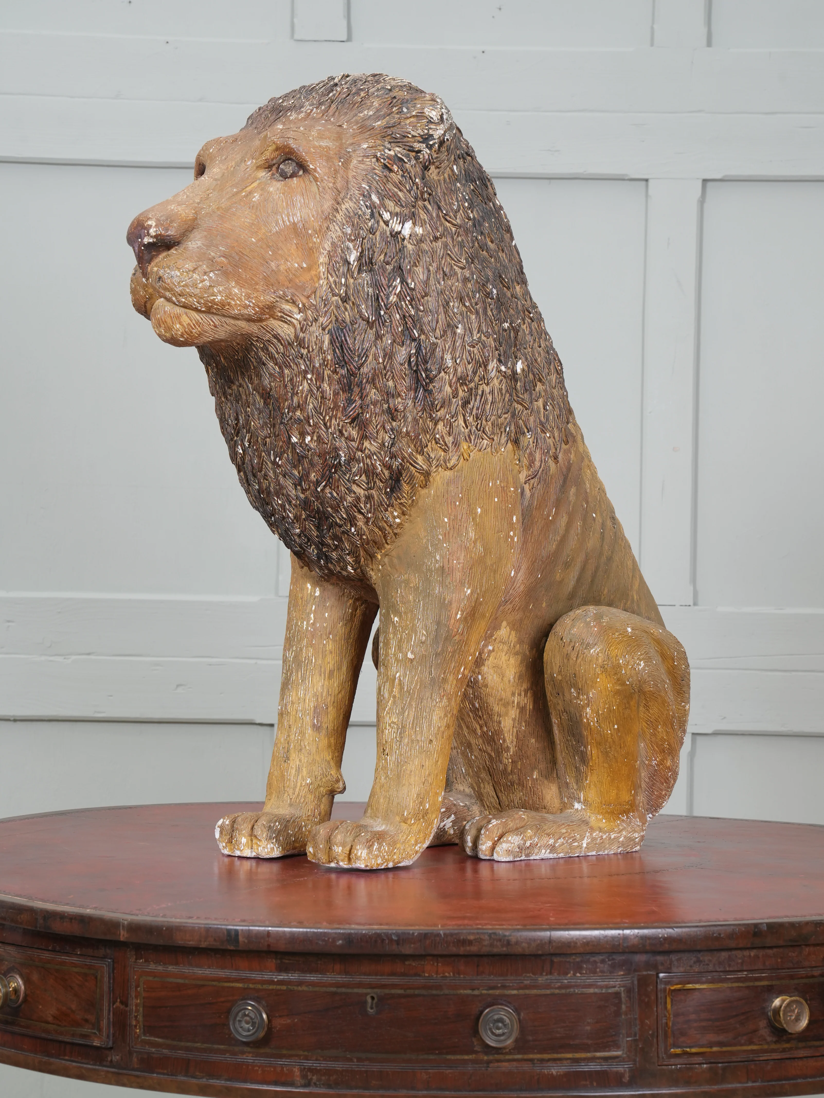 A Painted Plaster Seated Lion - Image 4