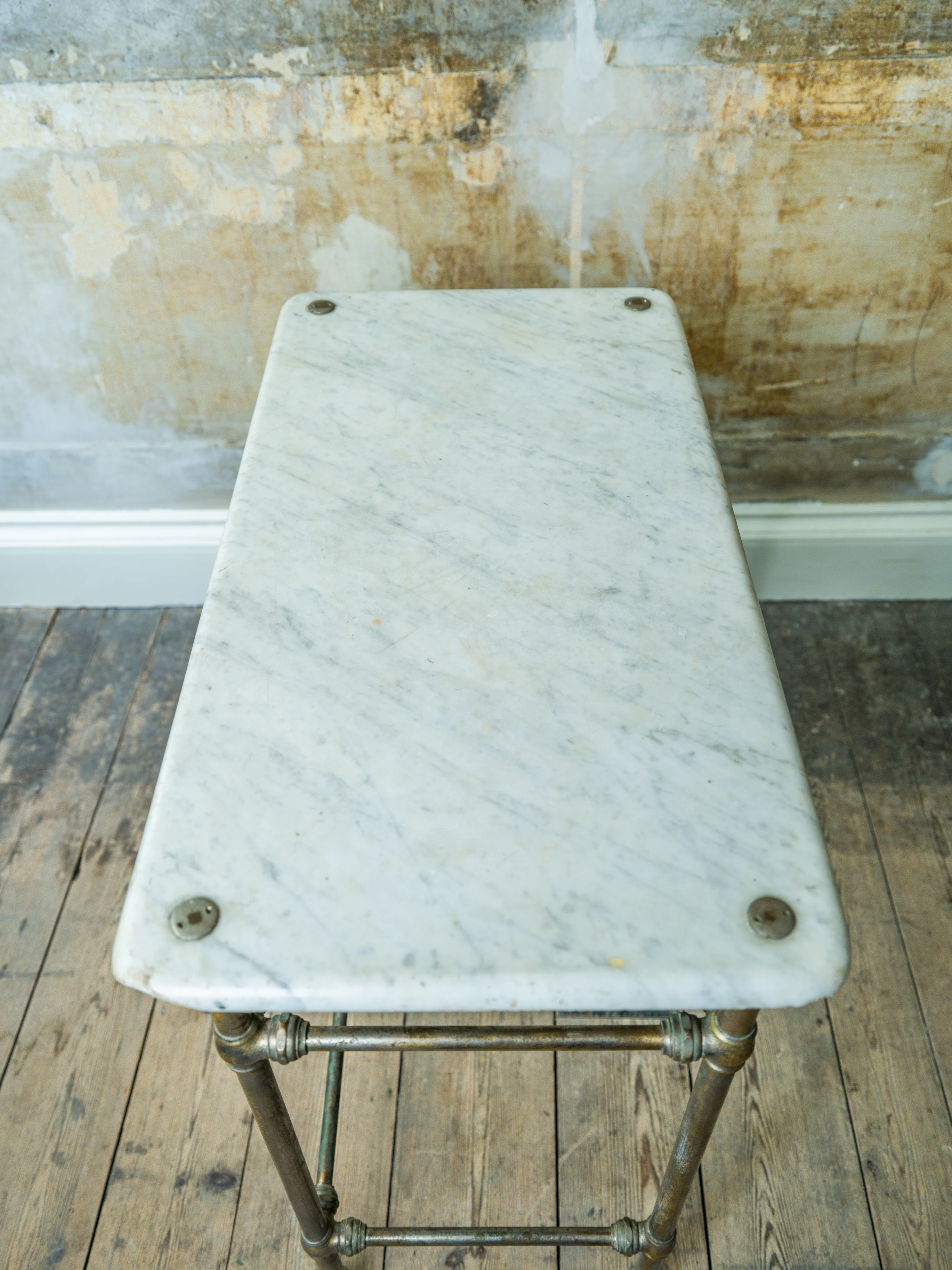 A Marble & Nickel Plated Brass Console Table - Image 10