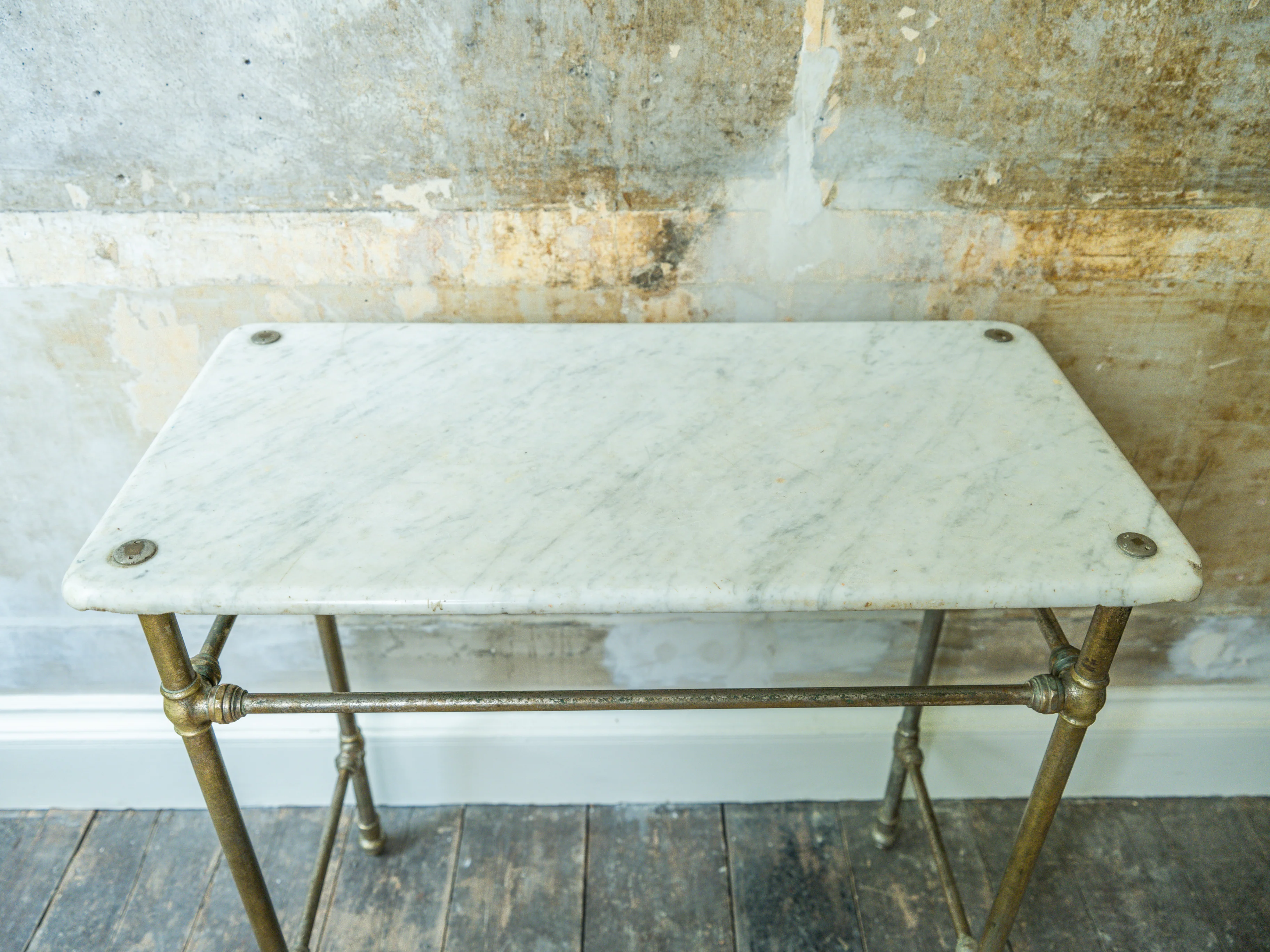 A Marble & Nickel Plated Brass Console Table - Image 11