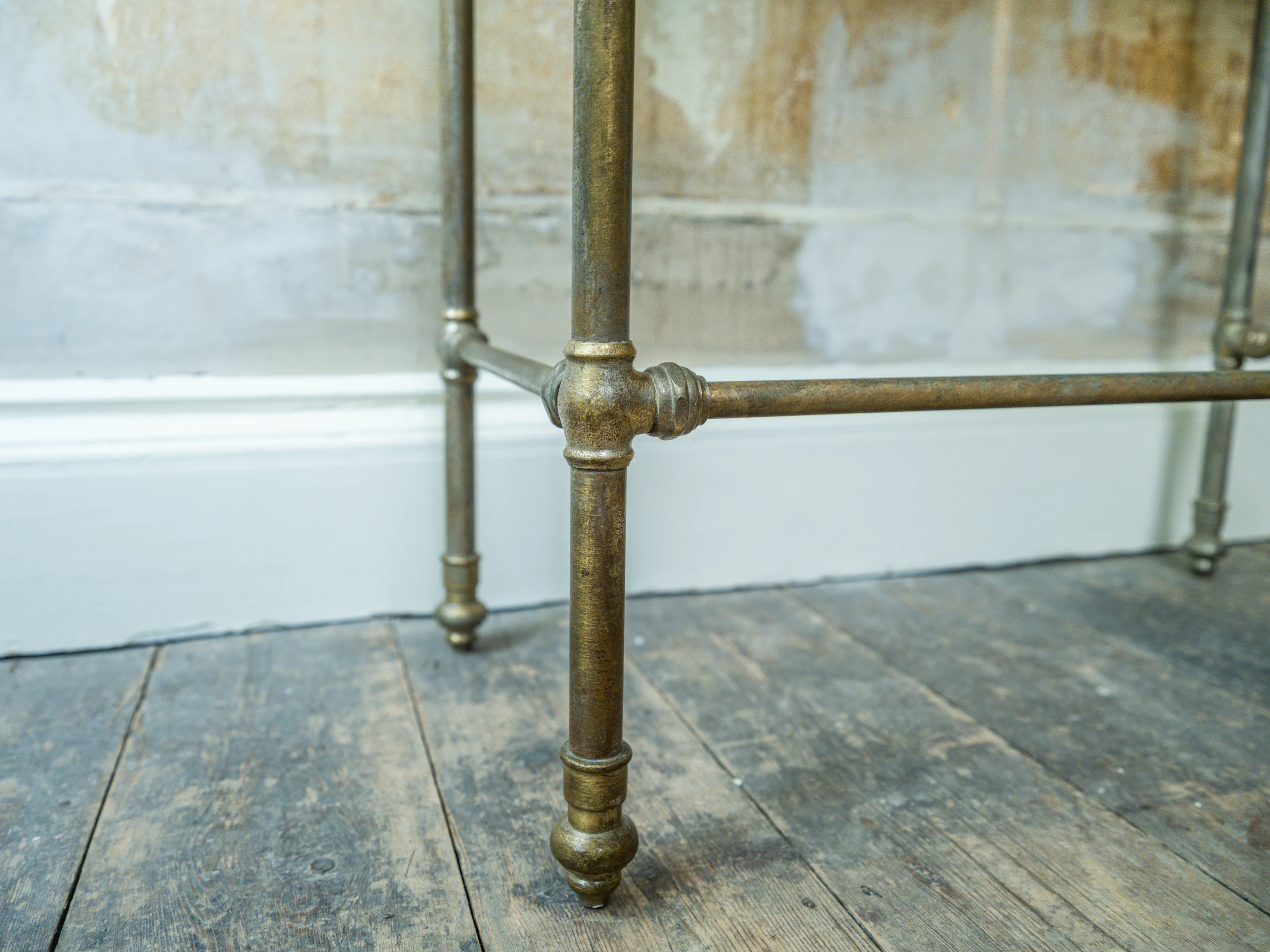 A Marble & Nickel Plated Brass Console Table - Image 7