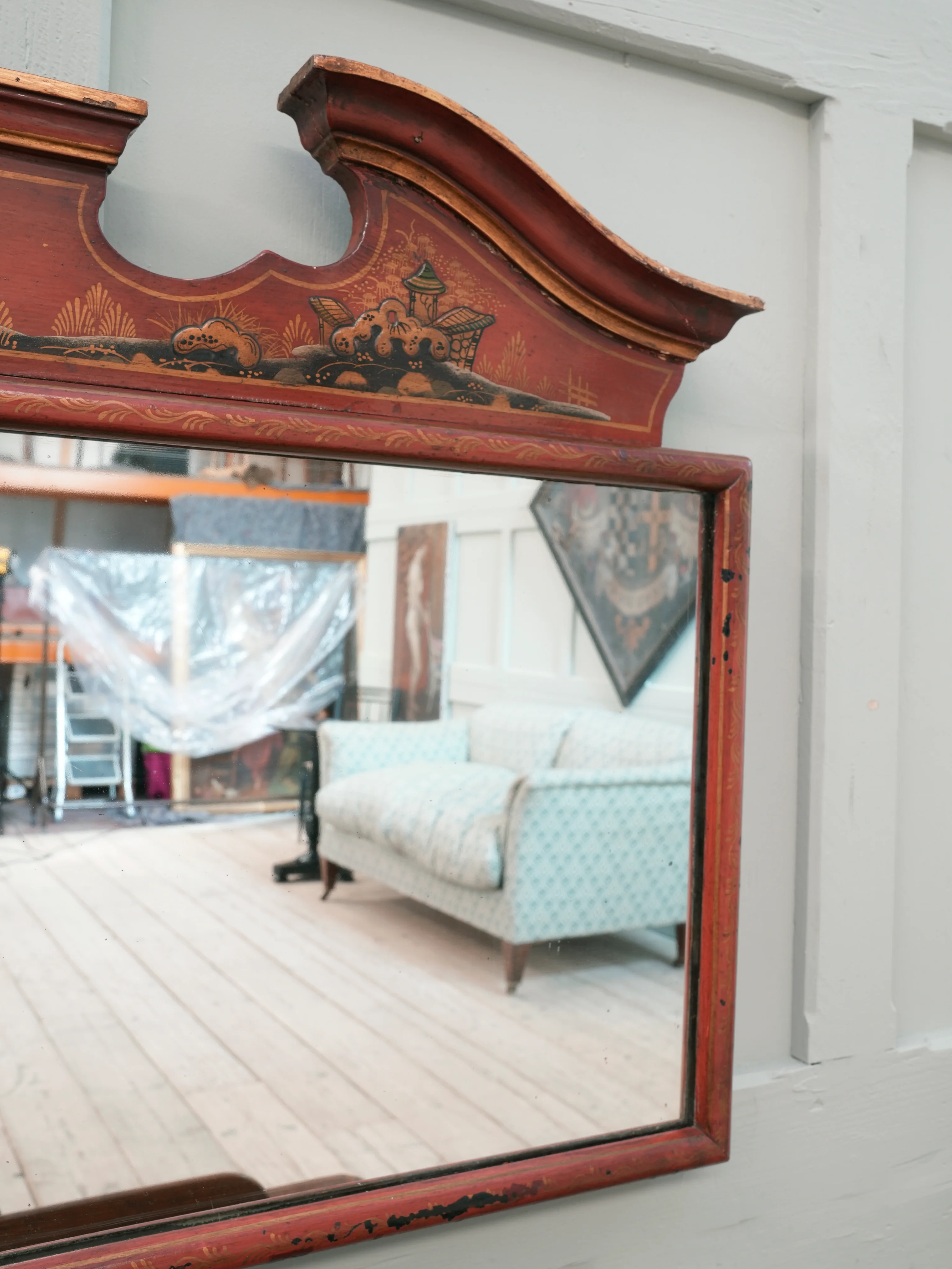 A Late 19th Century Chinoiserie Overmantel Mirror - Image 5