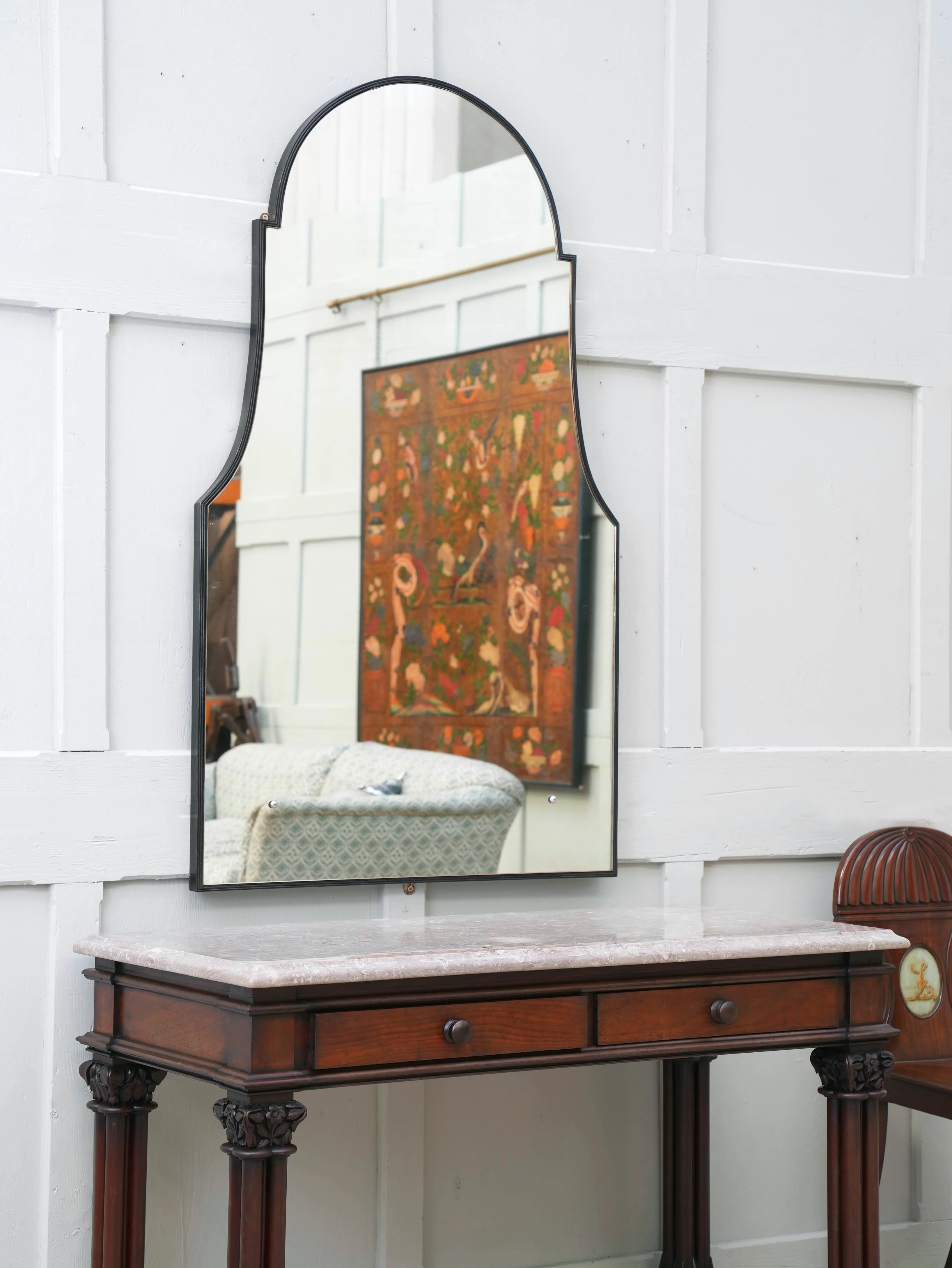 A Domed Top Mirror in a Reeded Timber frame - Image 8