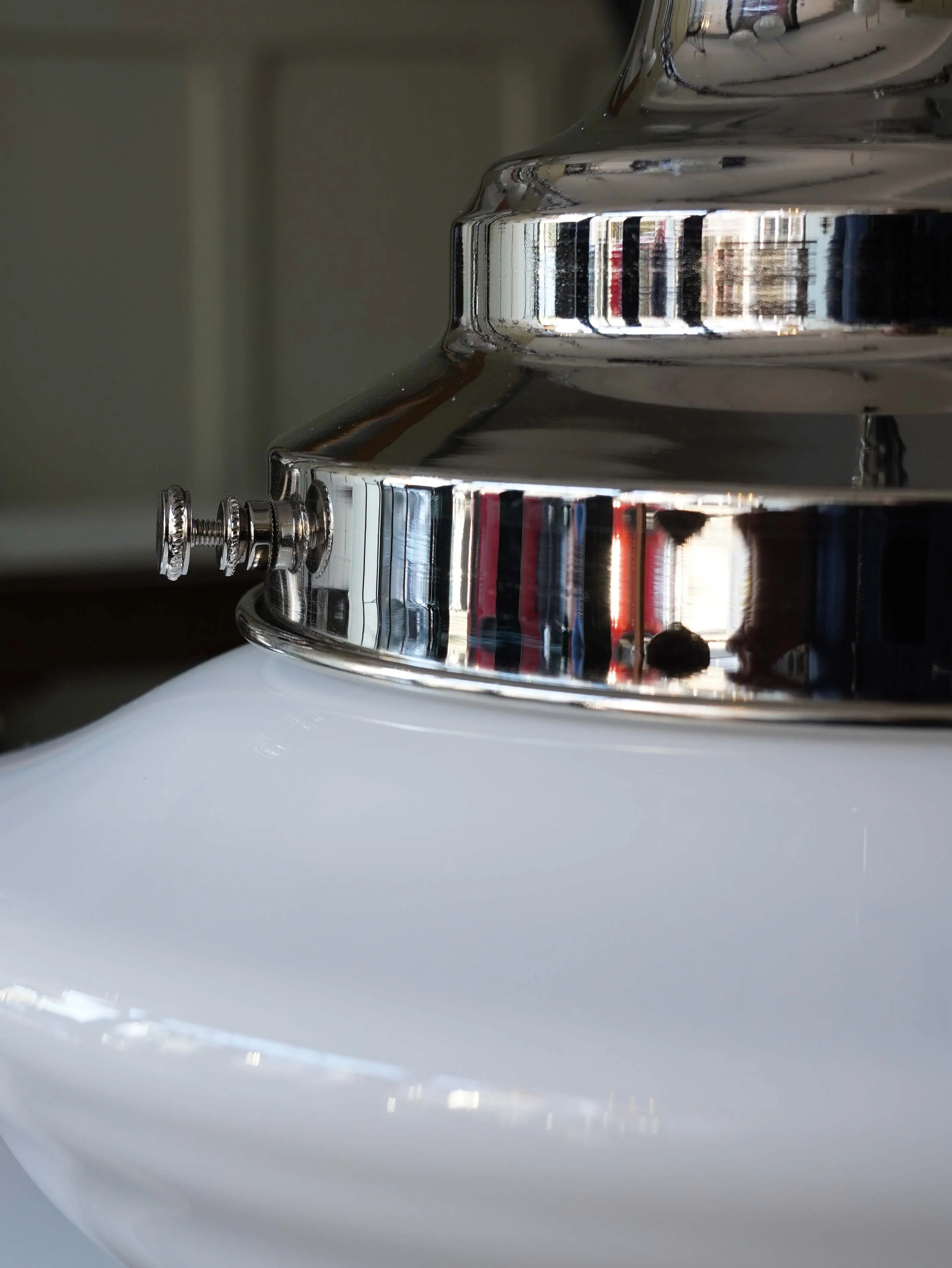 The Draughtsman Opaline Glass Pendant Light in Nickel - Image 7