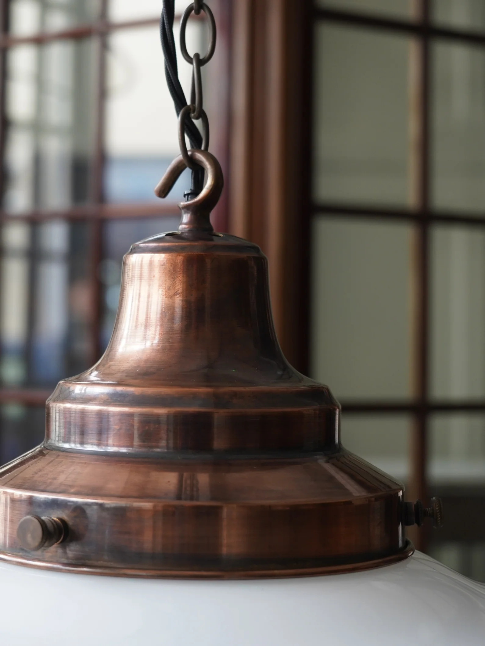 The Draughtsman Opaline Glass Pendant in Patinated Copper - Image 8