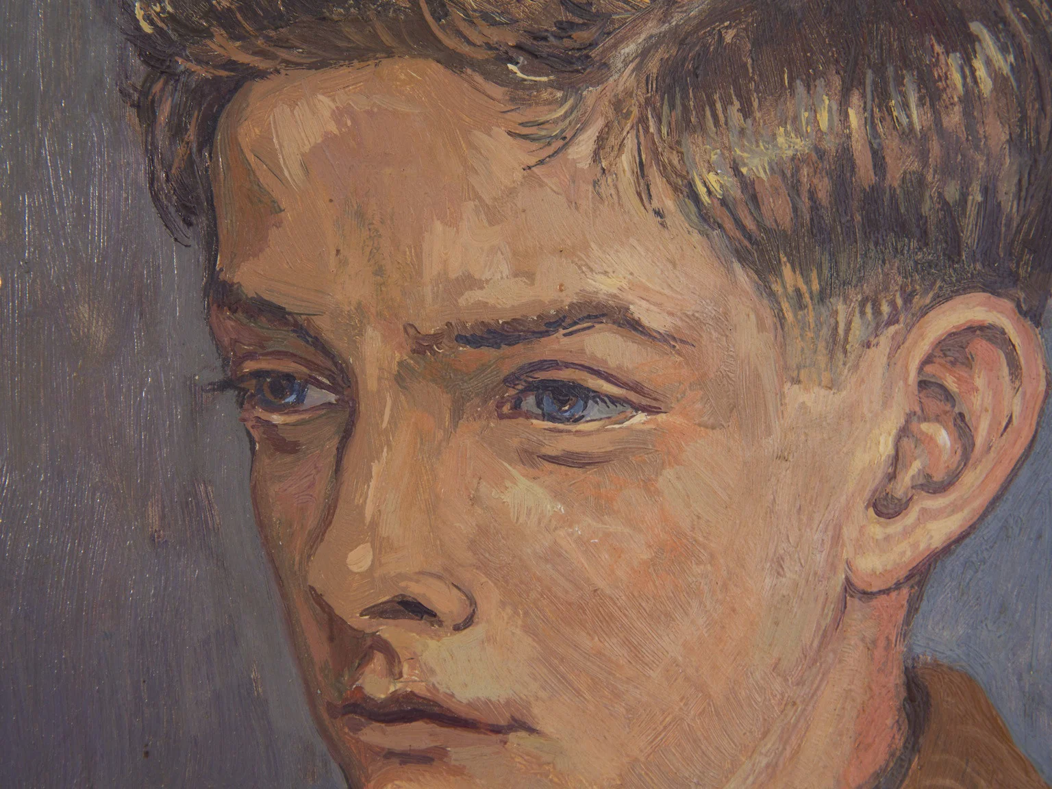 Oil on Board of a Young Man - Image 5